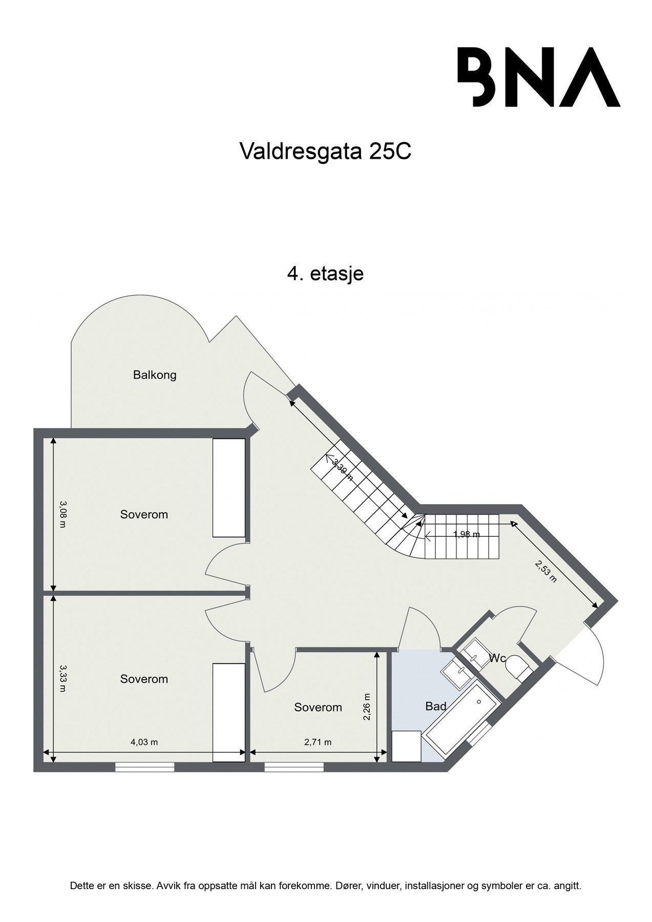 Plantegning 4. etasje - Leiligheten disponerer også en kjellerbod på ca. 2 kvm Galleribilde