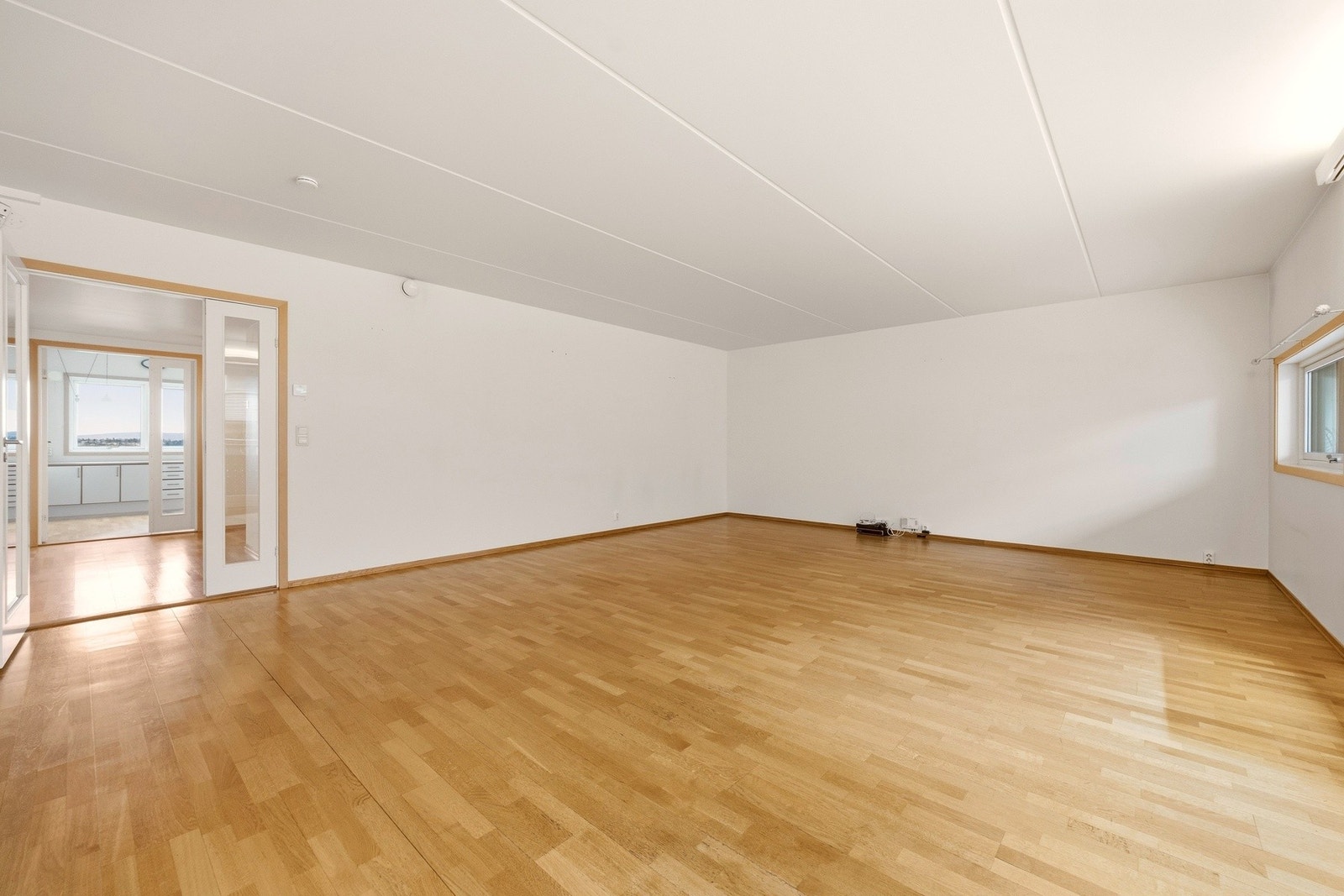 Leiligheten har en stor stue med fleksible innredningsmuligheter. Galleribilde