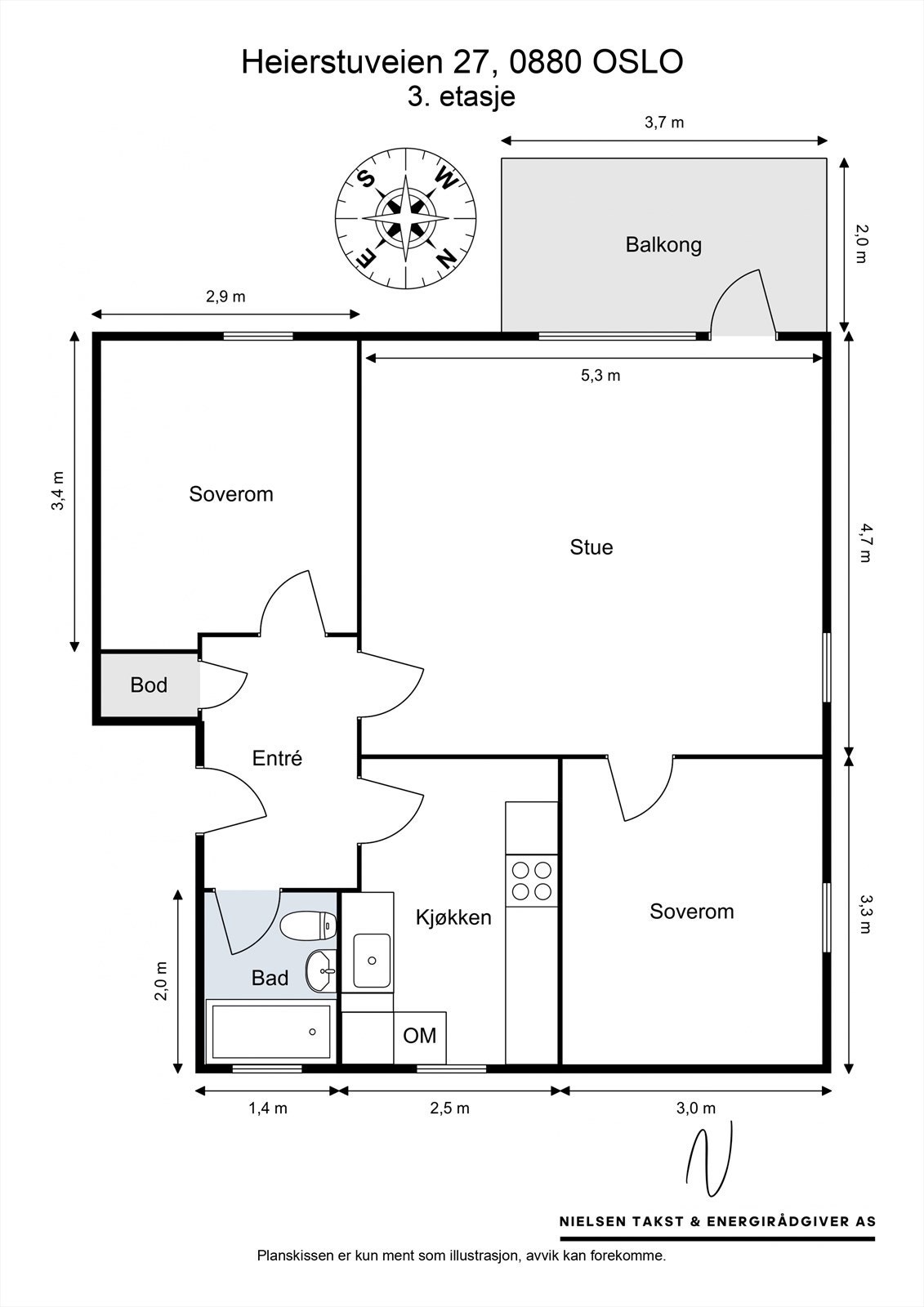 Leiligheten har en fin planløsning med bl.a en god kvadratisk stue og to gode soverom som ligger fra hverandre. Dette er også en perfekt leilighet for feks. vennekjøp, søskenkjøp m.m. Galleribilde