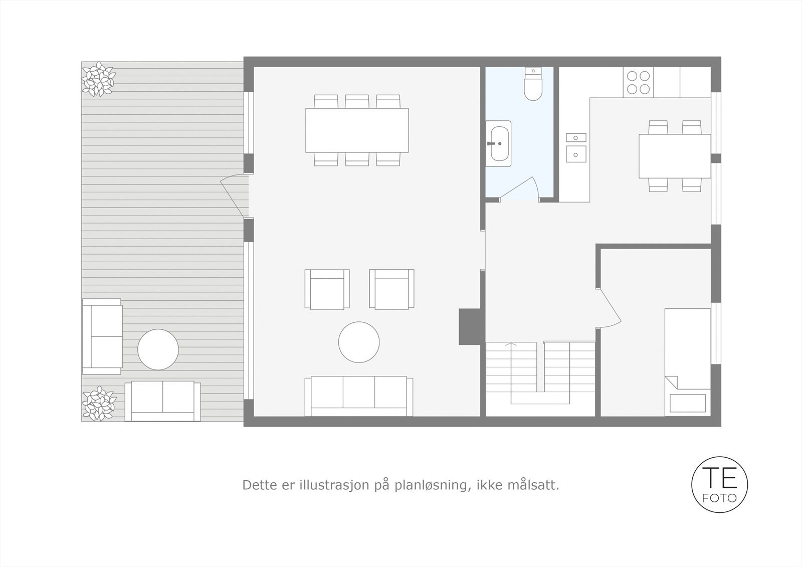 Plantegning hovedetasje (ca. 62m²) Galleribilde