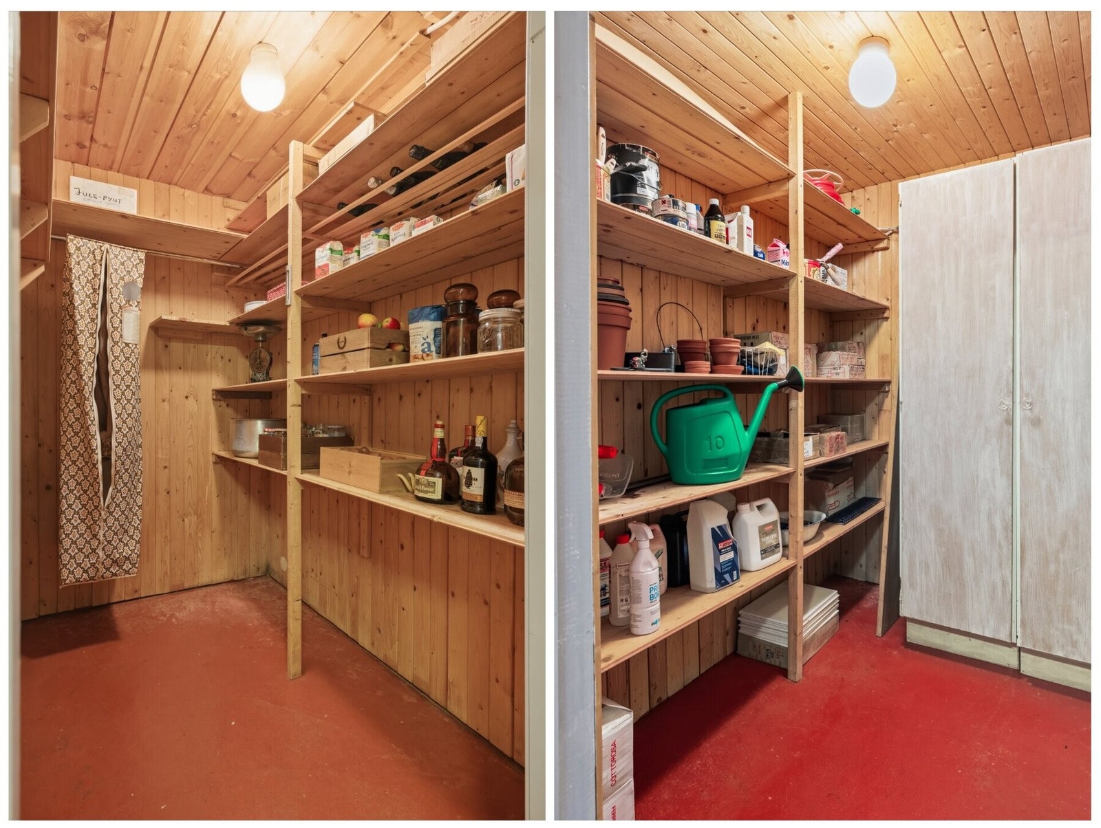 Kjelleren rommer også to kalde boder. En brukes som matbod hvor dagens eiere har frukt, grønnsaker og forråd. Den andre til maling og diverse. Begge har plassbygde hyller og er tilknyttet vaskerommet. Galleribilde