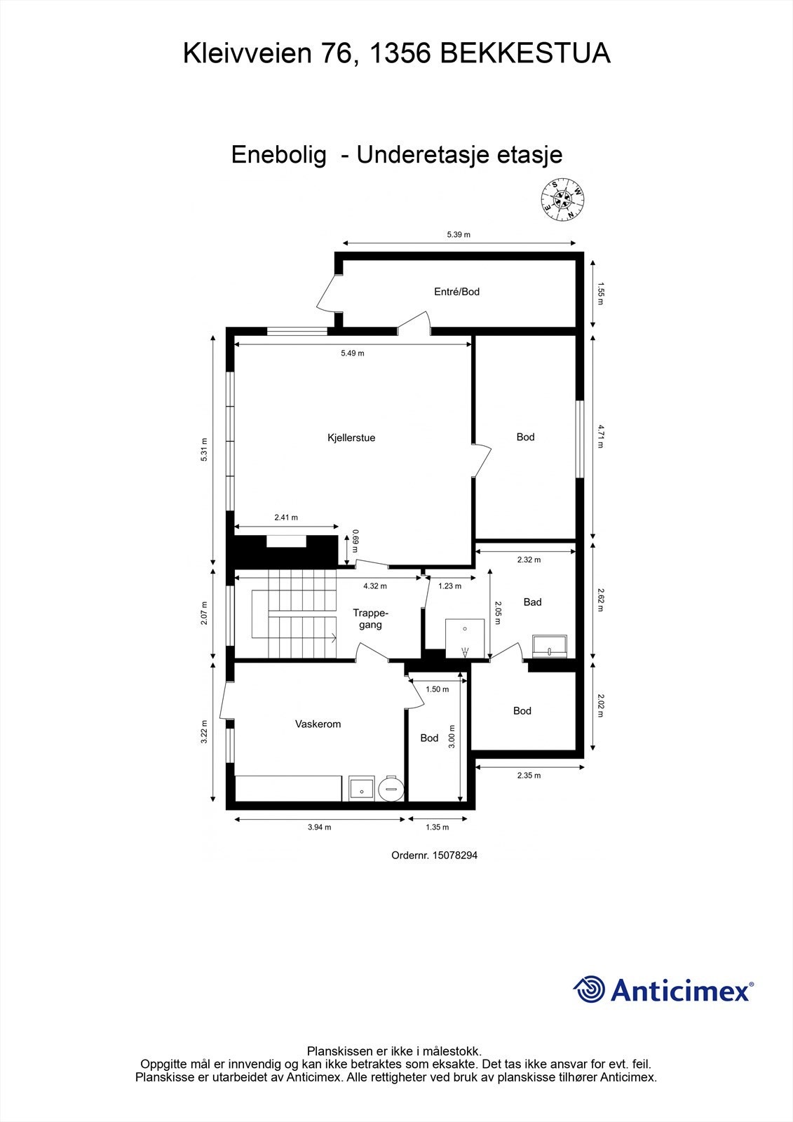 Plantegning- Underetasje Galleribilde