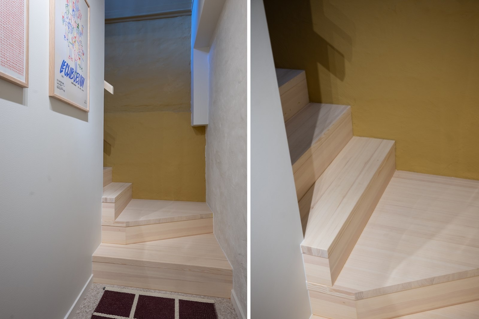 Den plassbygde trappen består av vokset, høykvalitetsfuru Galleribilde