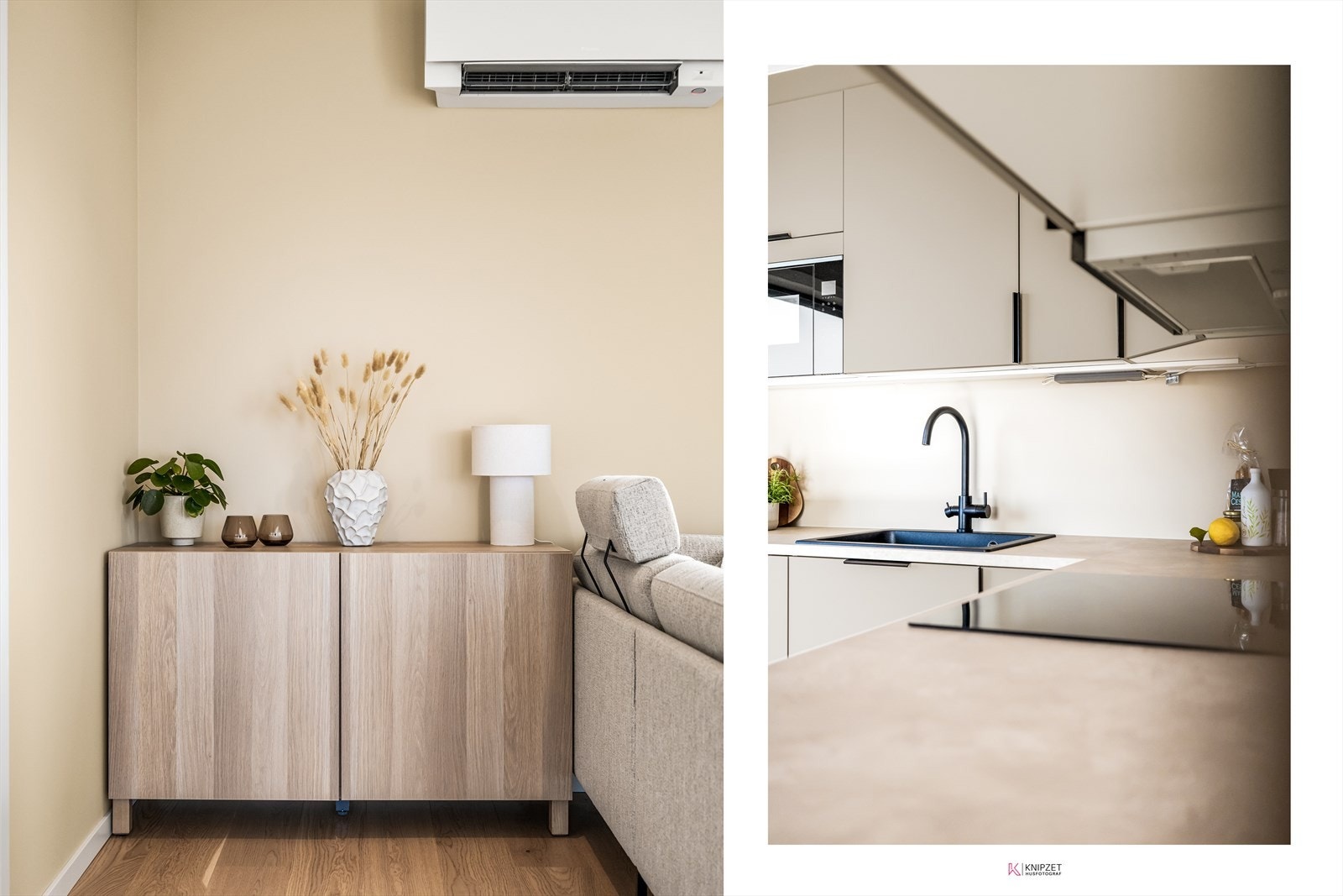 Kjøkkenet er utstyrt med integrert kjøl/fryseskap, oppvaskmaskin, micro, stekeovn, vannstoppsystem og komfyrvakt. Det er kjøkkenventilator med avtrekk ut. Galleribilde