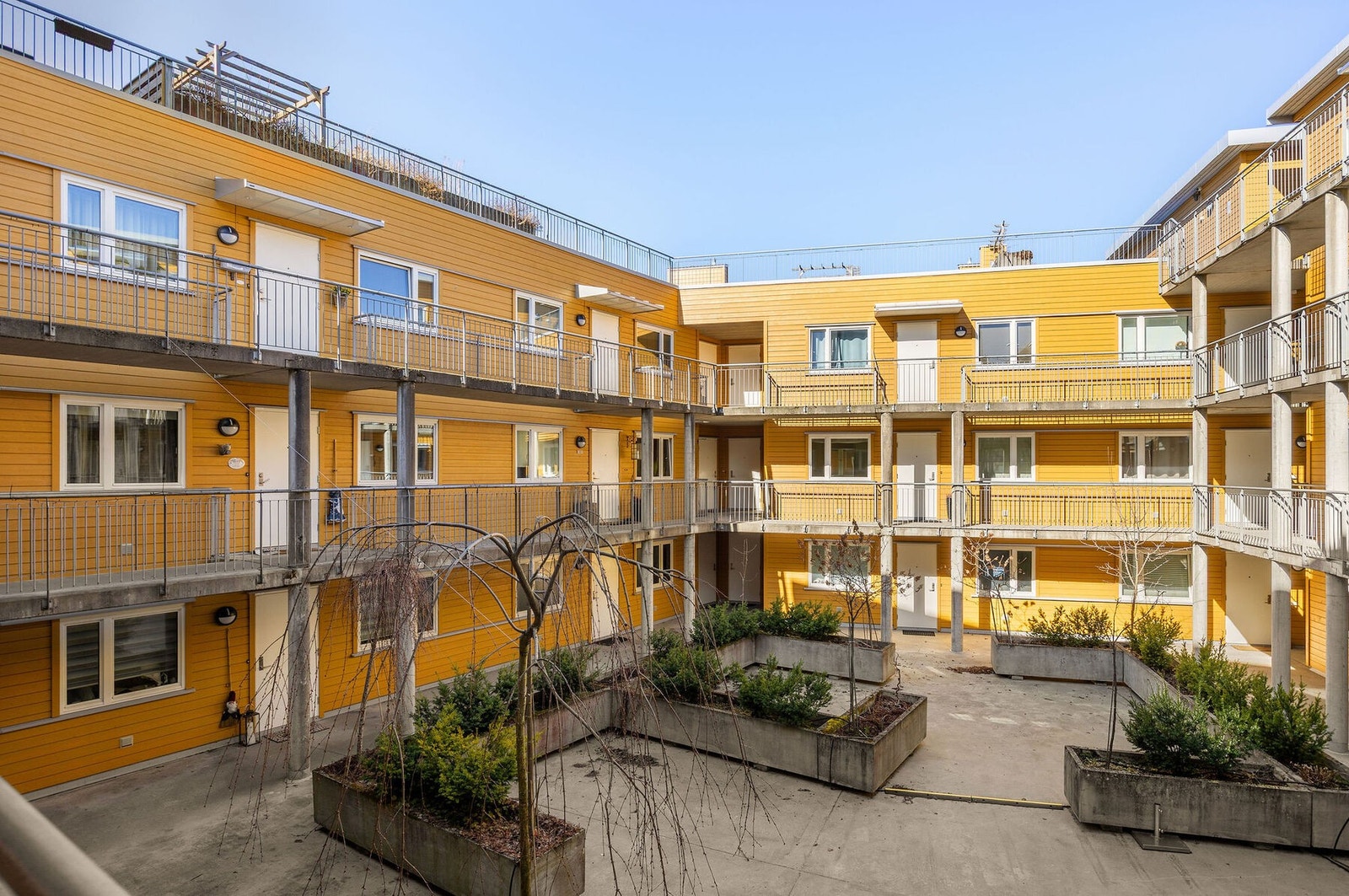 I sameiets indre atrium finner du en lun og skjermet atmosfære som blir til et hyggelig fristed med pen beplantning. Galleribilde