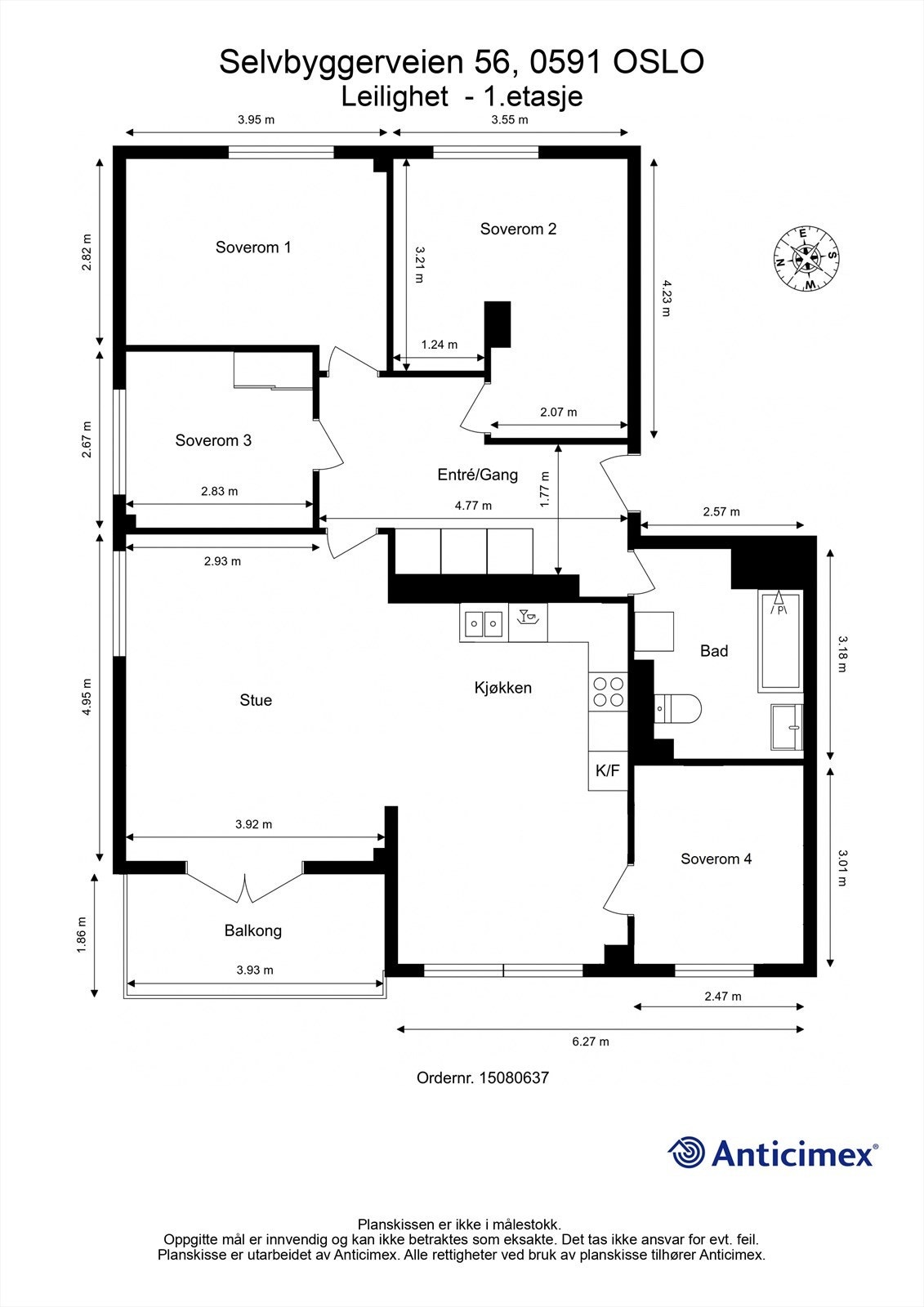 Alternativ plantegning med fire soverom Galleribilde