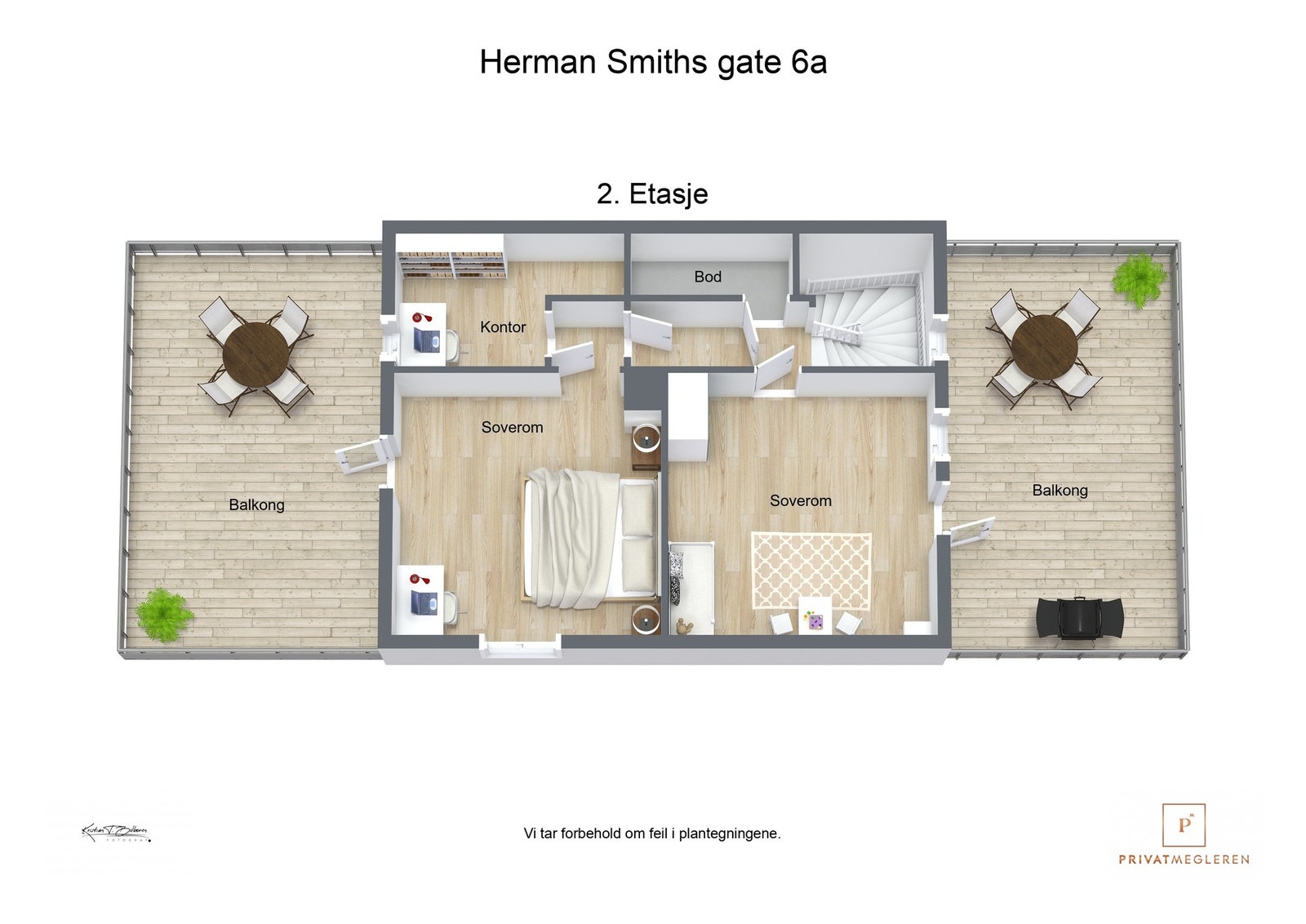 3 D plantegning 2. etasje Galleribilde