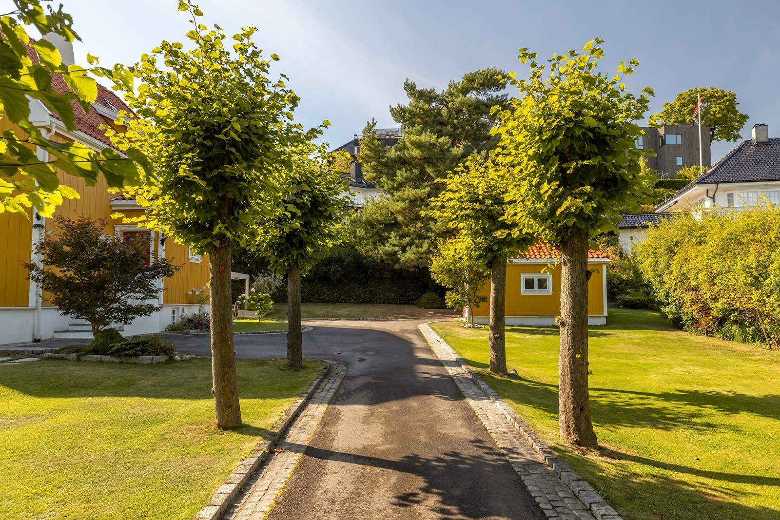 Nydelig opparbeidet tomt og hyggelig allè inn til eiendommen Galleribilde