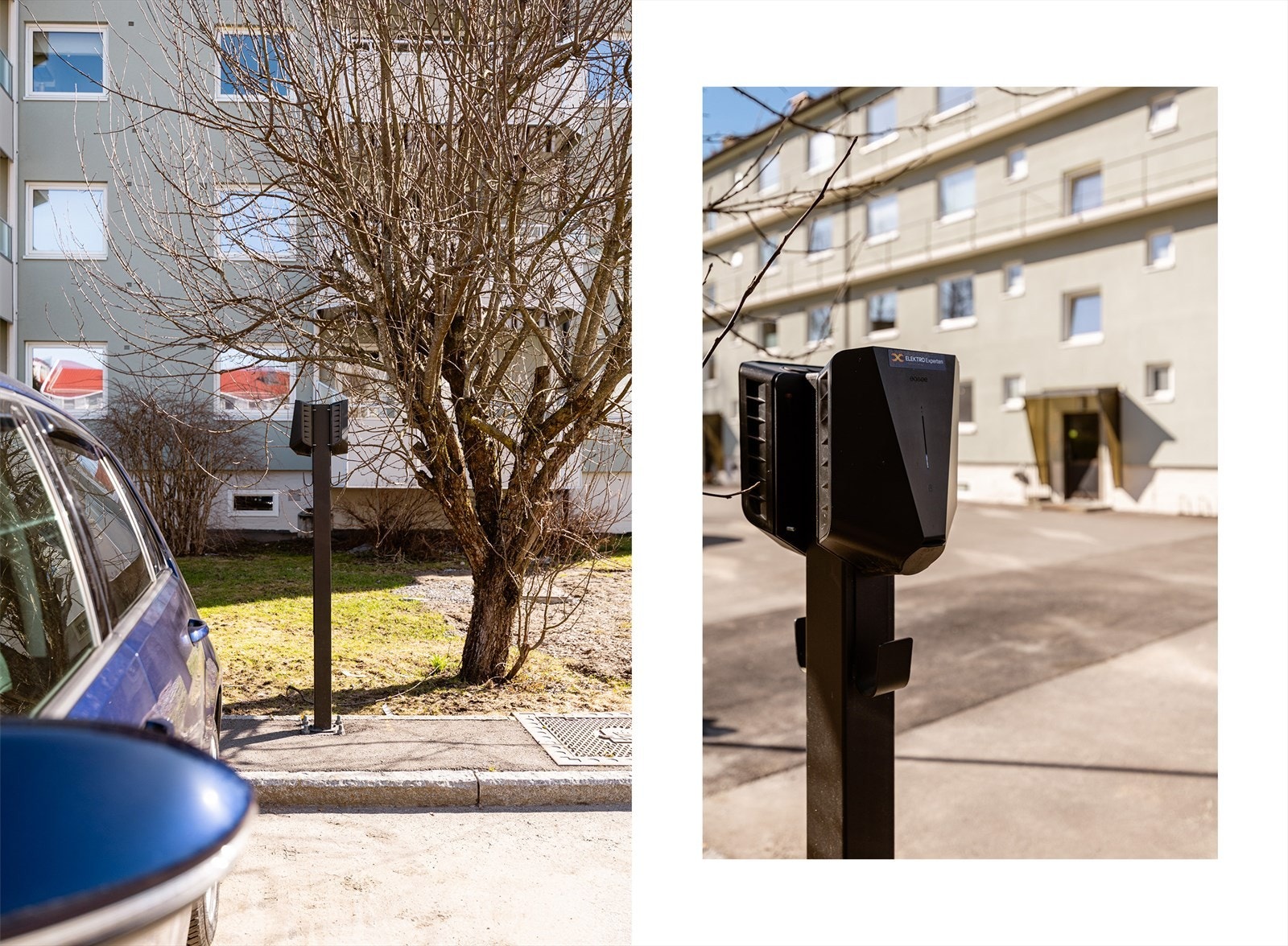 Andelen har fast parkeringsplass med elbillader. Galleribilde