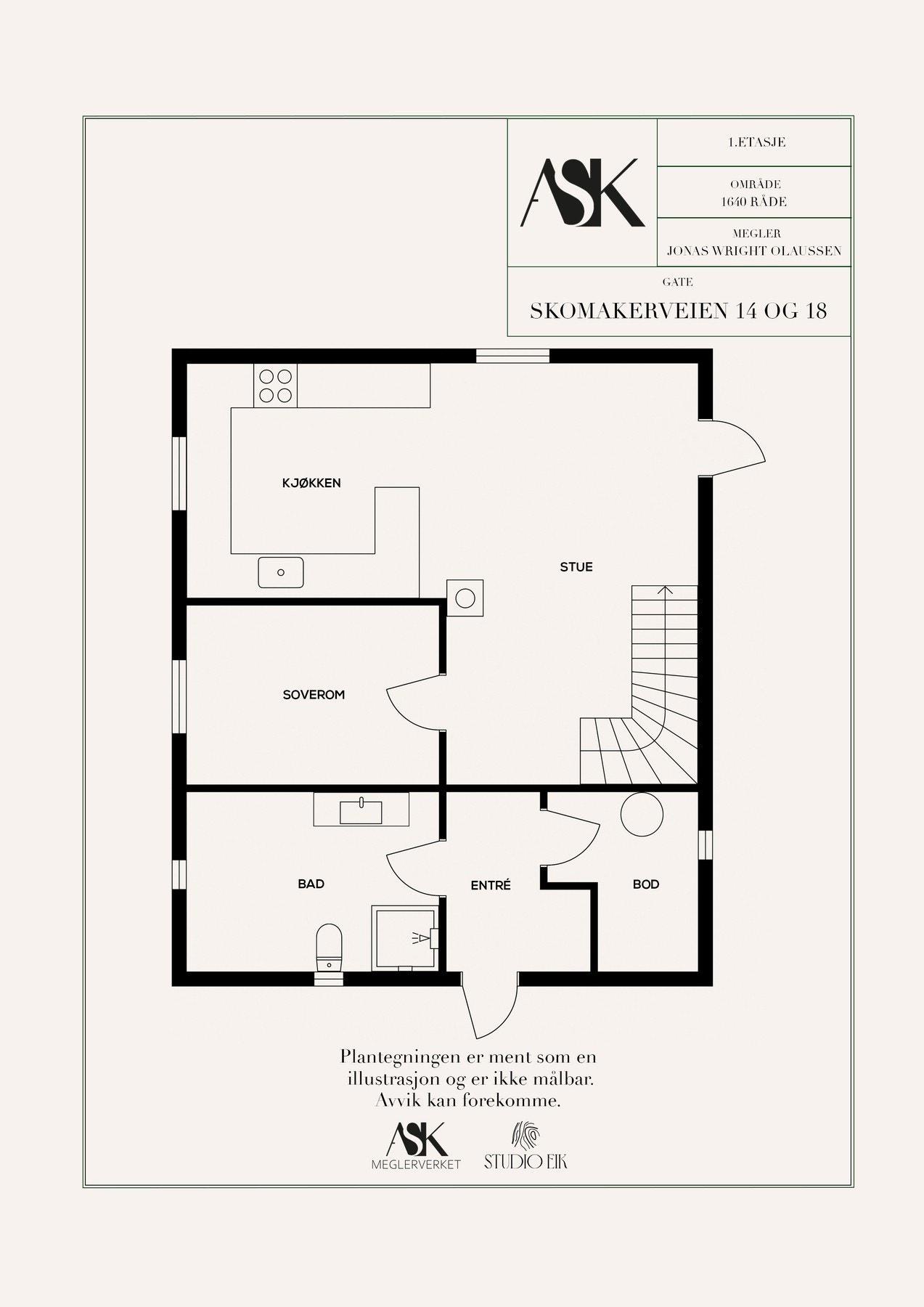 Plantegning Skomakerveien 14 - 1. etasje Galleribilde