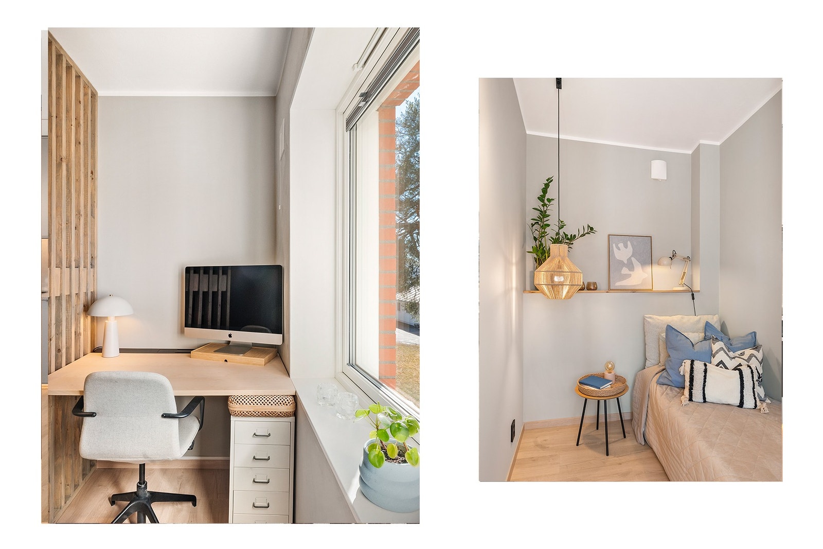Rommet kan enkelt brukes til kontor og har store vindusflater som gir godt med naturlig dagslys Galleribilde