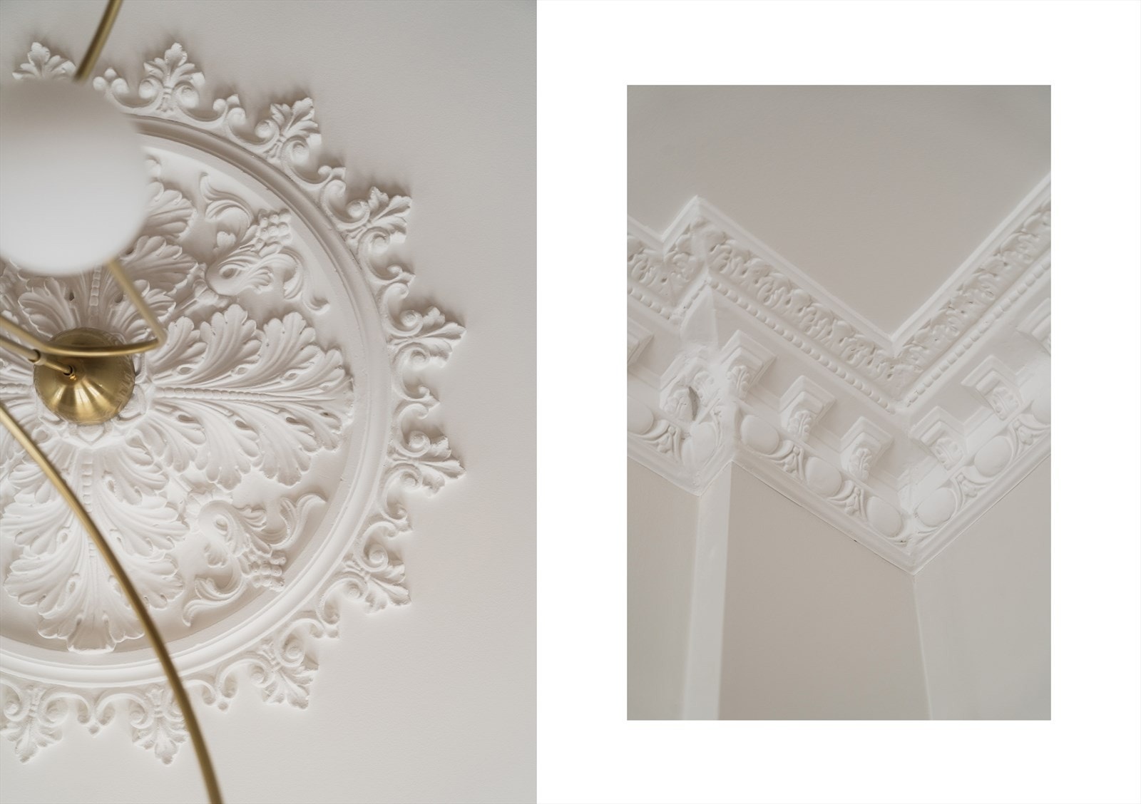 Legg merke til de klassiske detaljene som stukkatur og takrosett Galleribilde