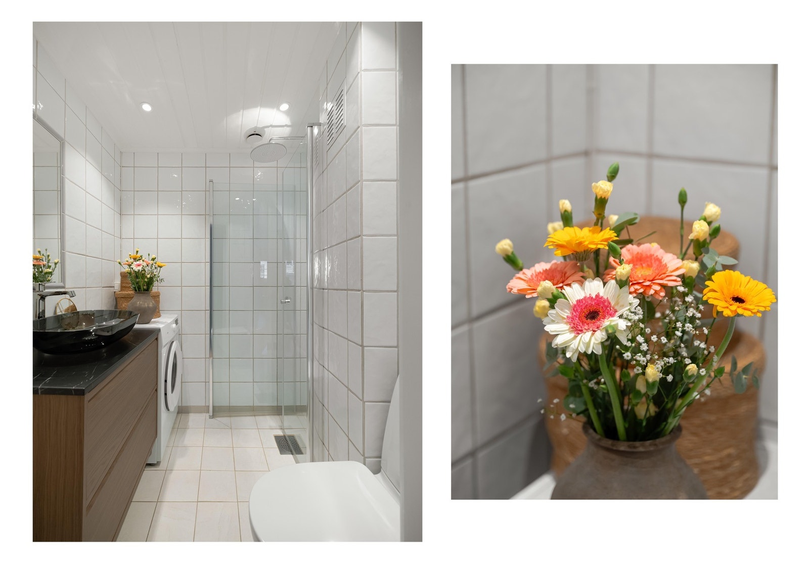 Baderommet er pent flislagt med downlights i himling. Galleribilde
