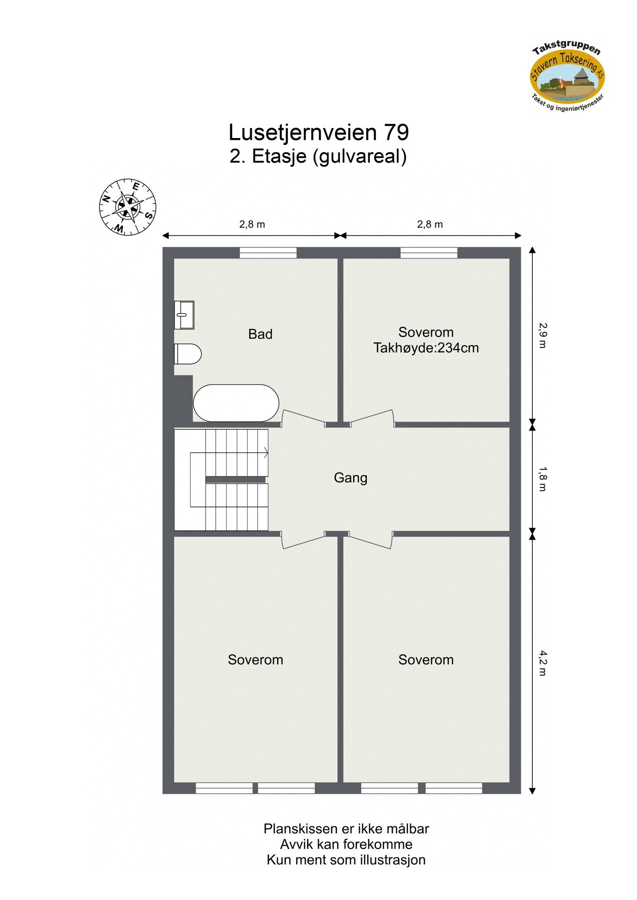 Oppmålt planløsning 2. etasje Galleribilde