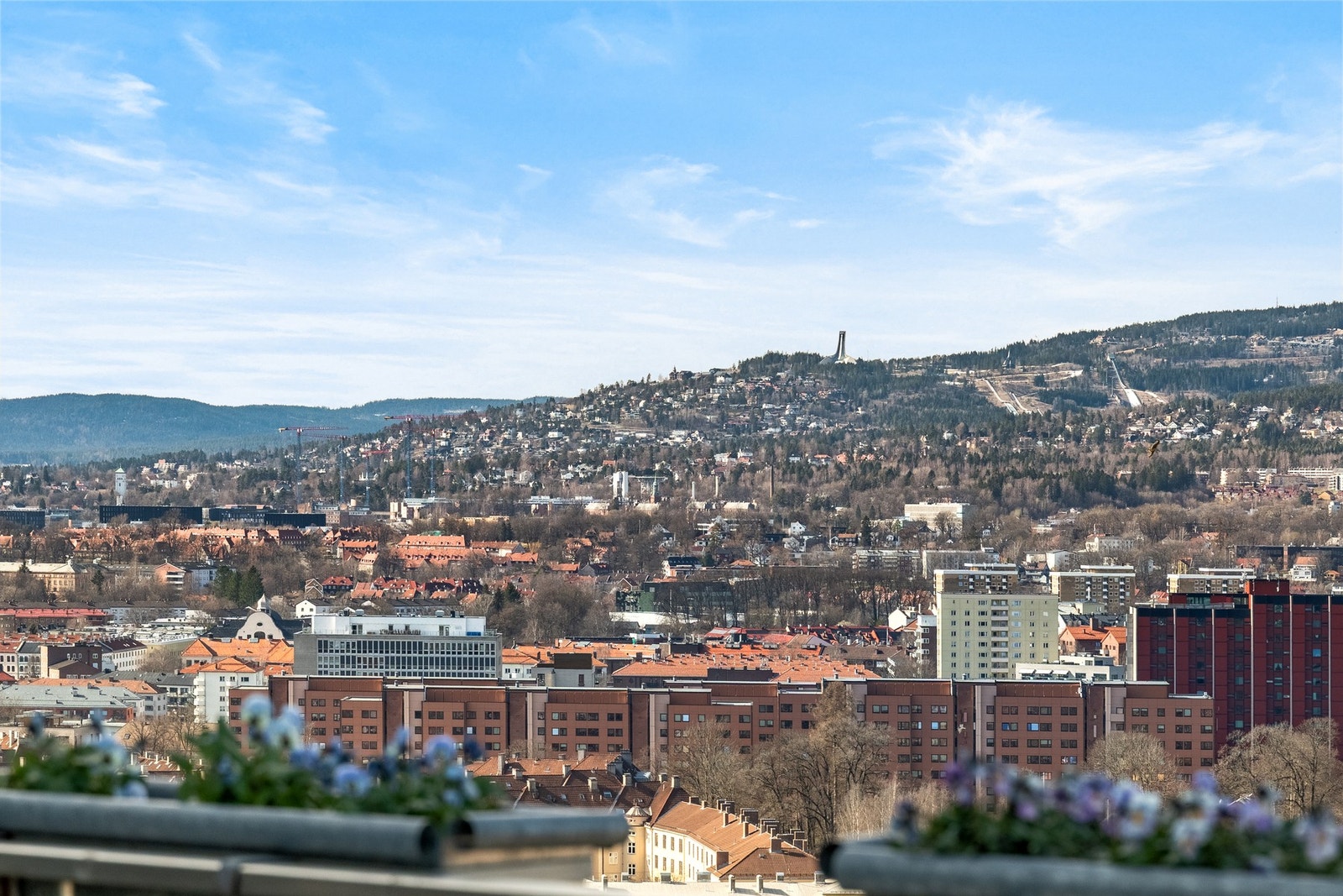 Vidstrakt utsikt over Oslo med byen liggende rett foran deg. Galleribilde