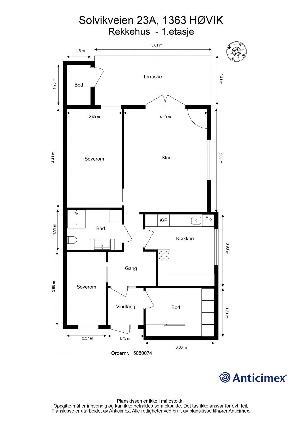 Boligen har en gjennomtenkt planløsning med alt på ett plan. Galleribilde