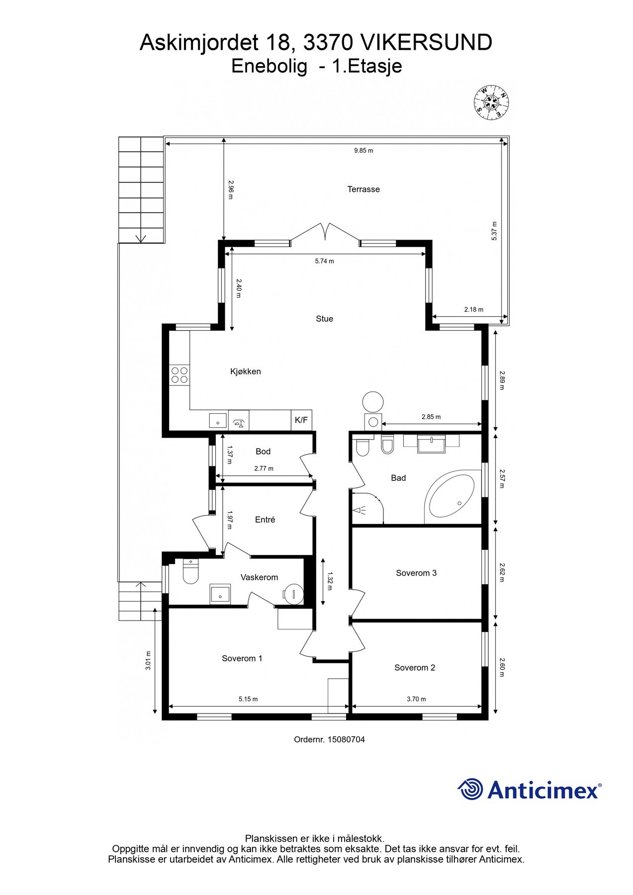 Planskisse Askimjordet 18 - 1.etasje. Galleribilde
