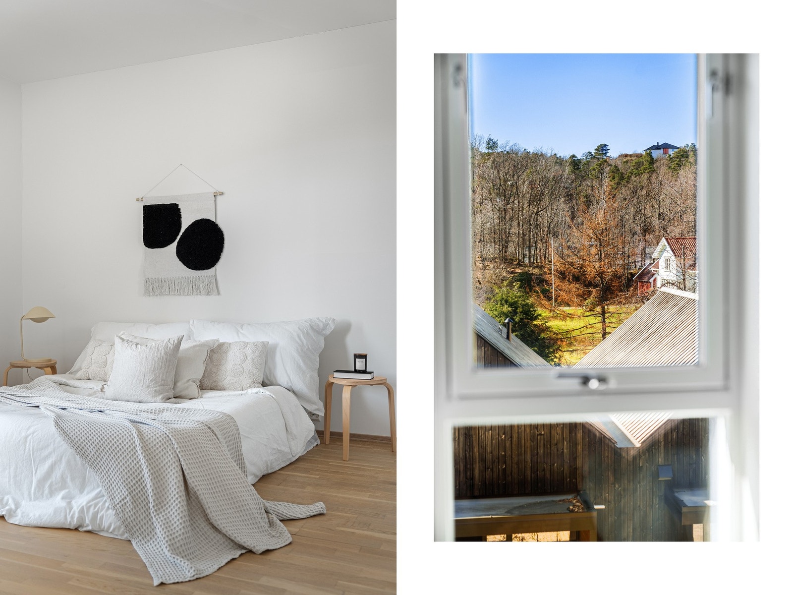 Her får du et lyst og behagelig rom med utsikt til hagebyens rolige omgivelser Galleribilde