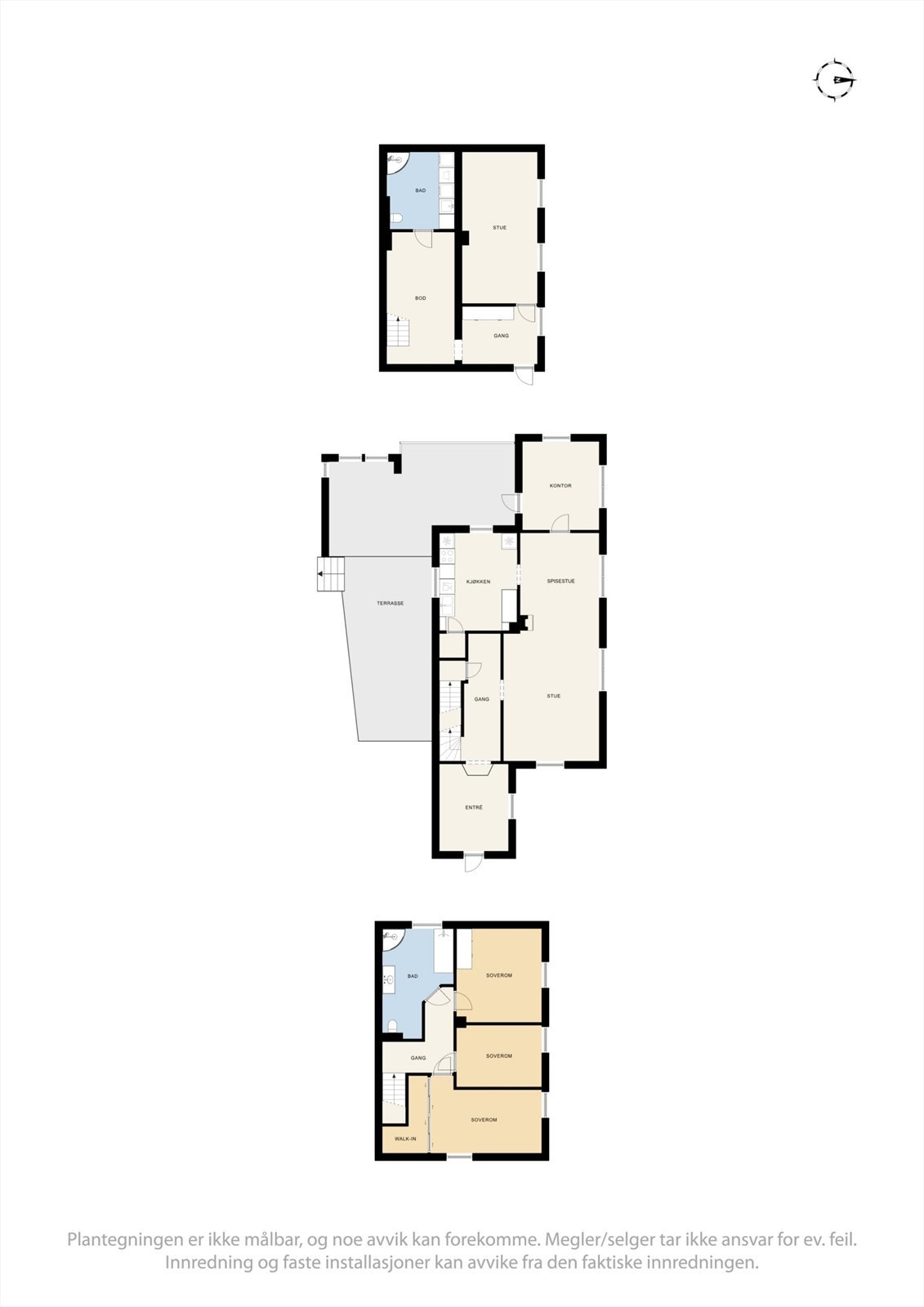 Boligen strekker seg over tre plan og har en familievennlig planløsning med et samlet bruksareal på 175 m². Galleribilde