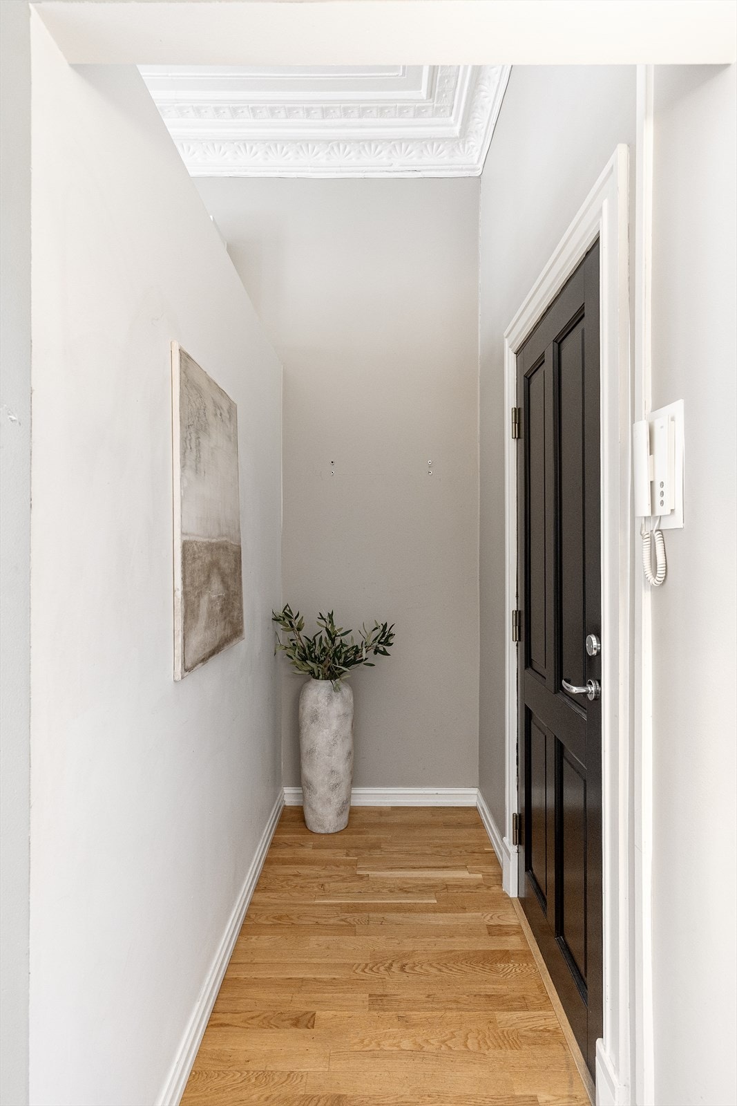 Lys entré med god plass til oppheng av klær samt et garderobeskap. Galleribilde