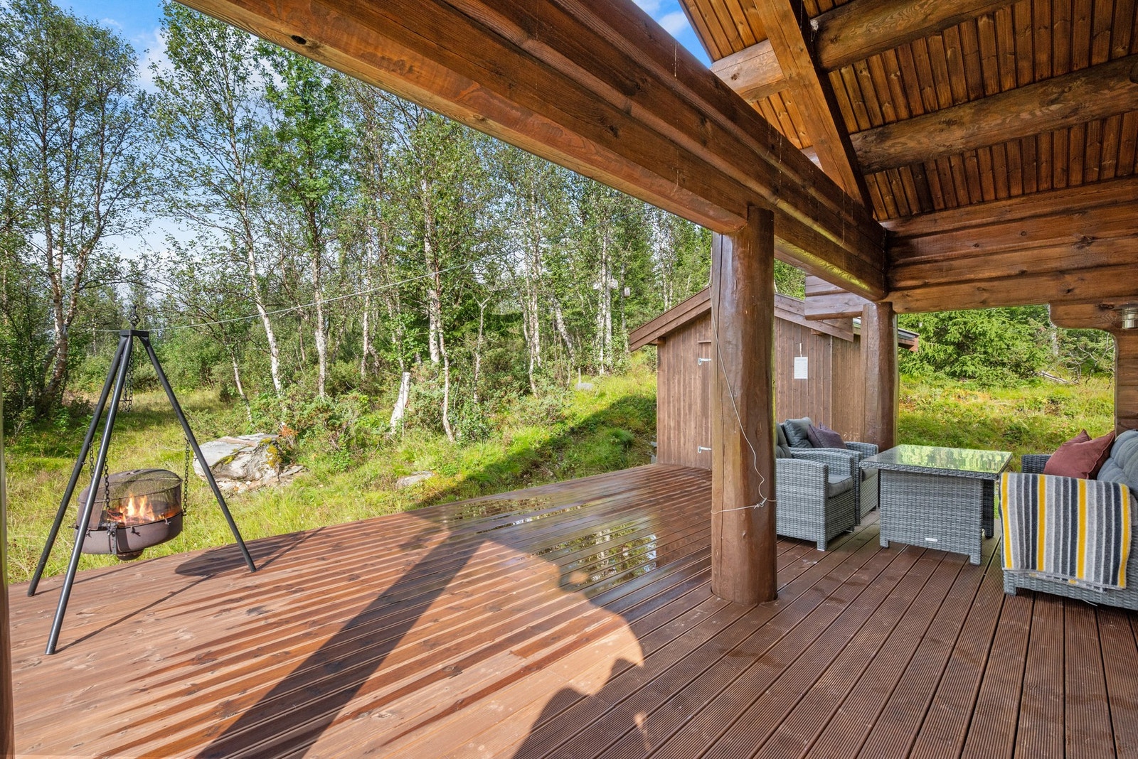 Terrassen utgjør 34m² og er et hyggelig samlingspunkt. Galleribilde