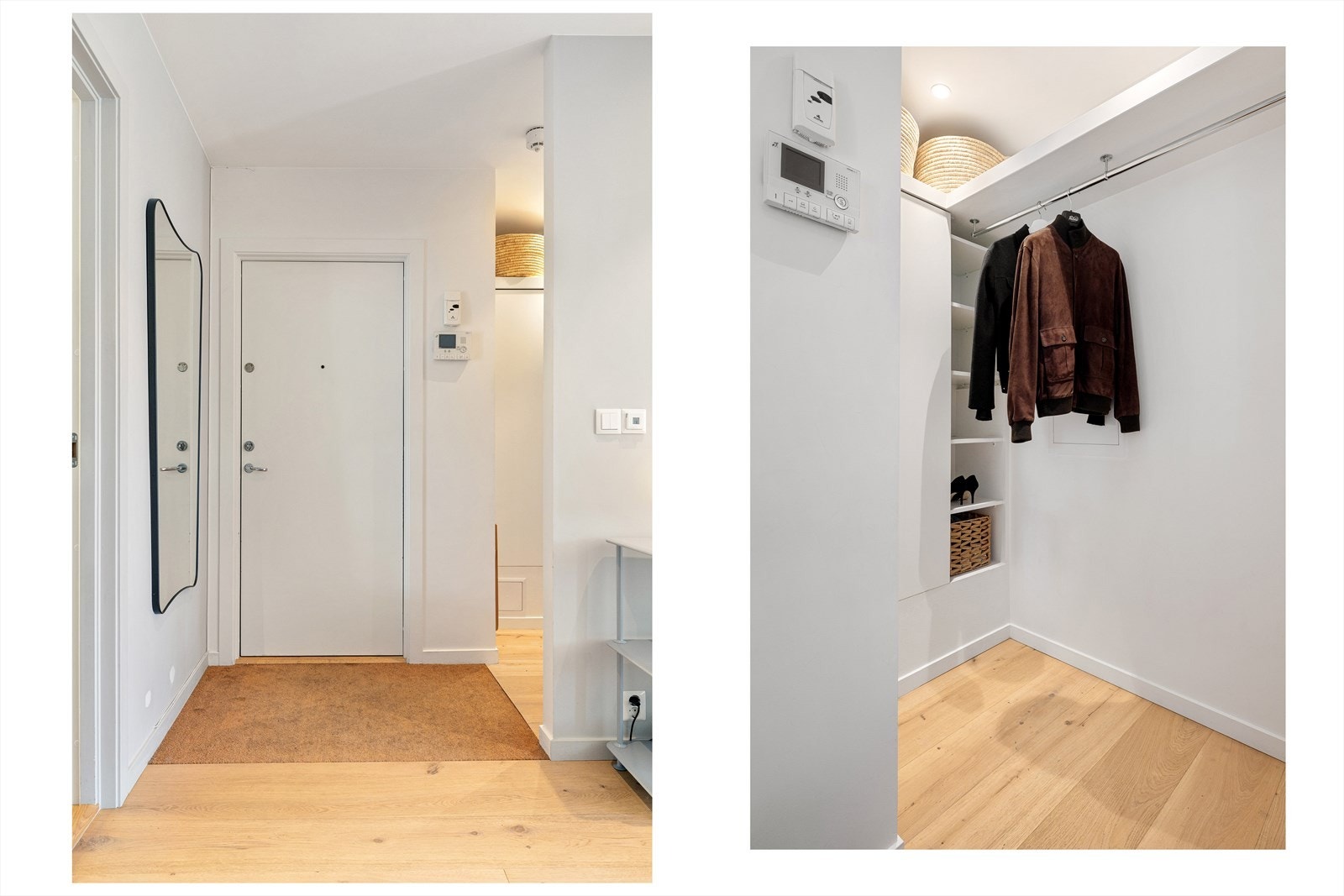 Det er god plass til oppbevaring av sko og yttertøy i skjermet nisje. Galleribilde