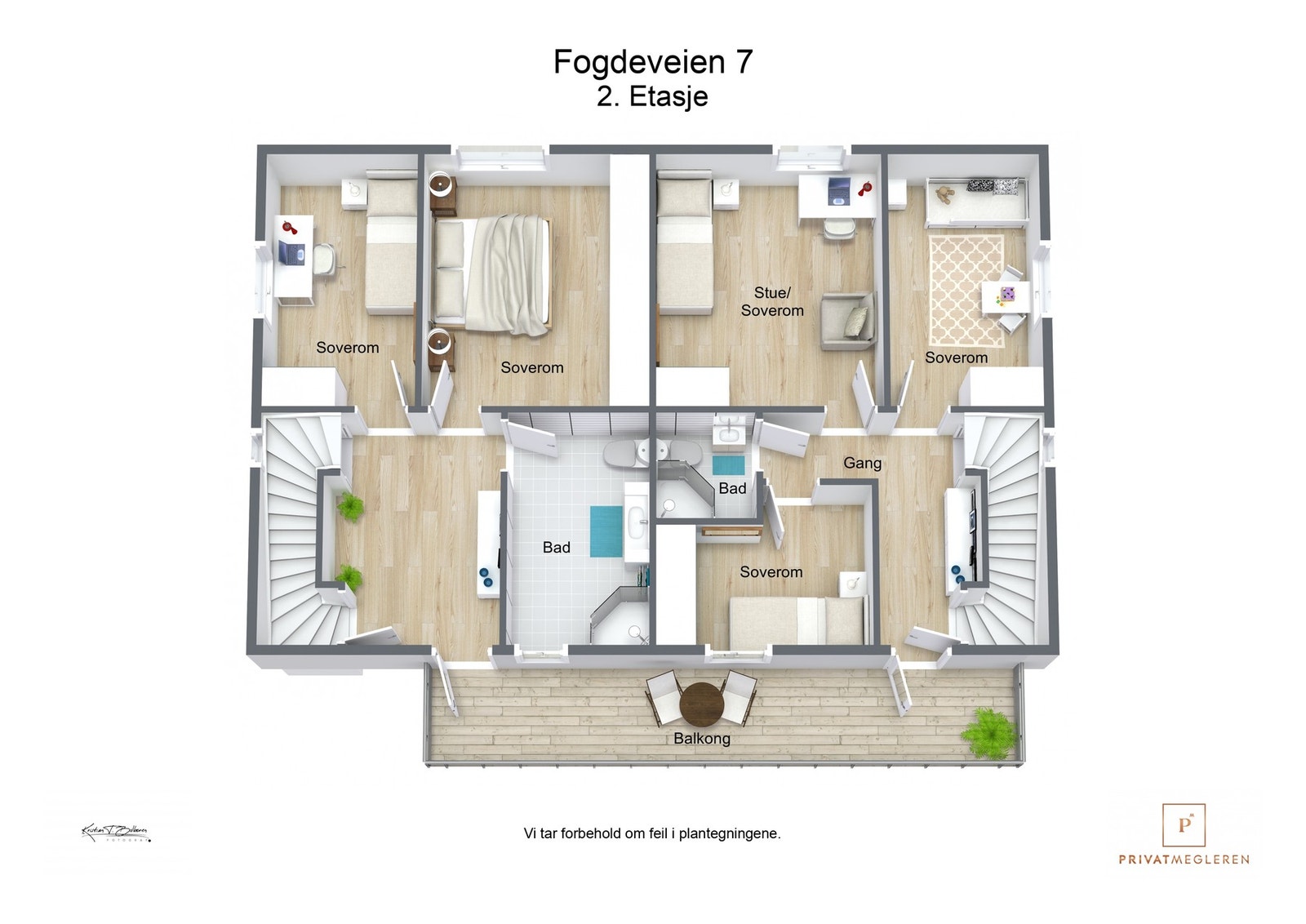 3 D plantegning 2. etasje Galleribilde