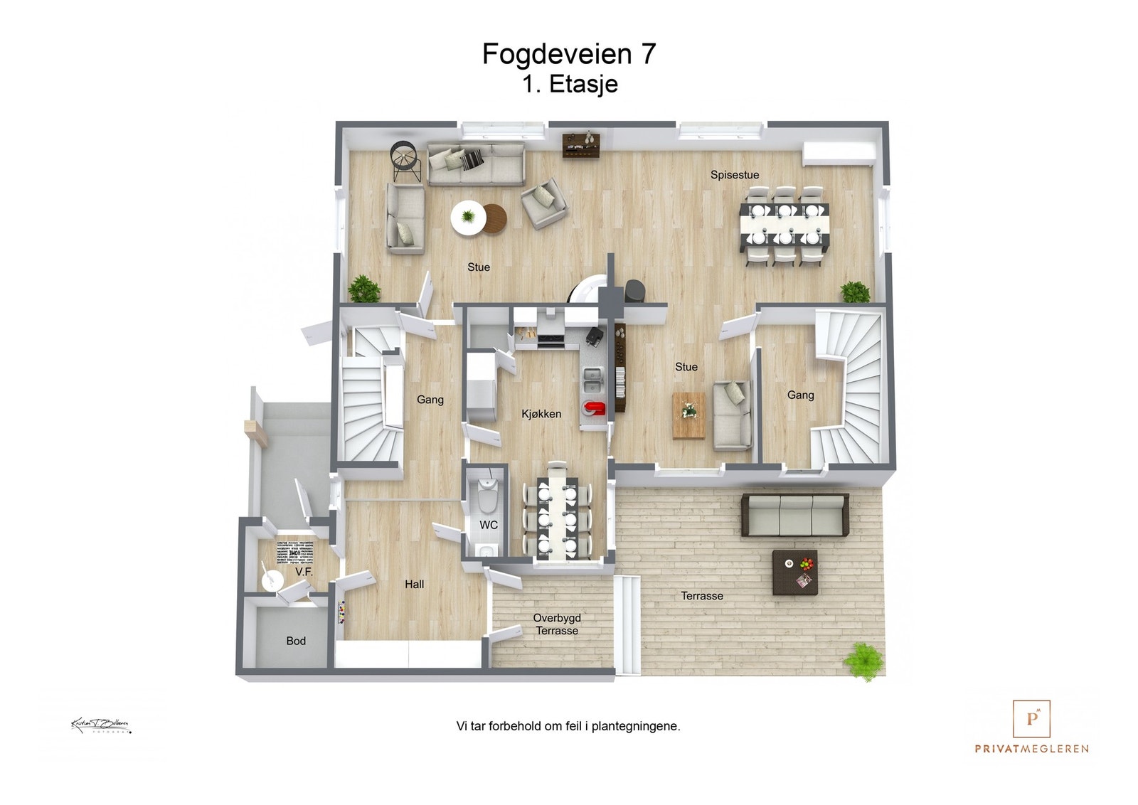 3 D plantegning 1. etasje Galleribilde