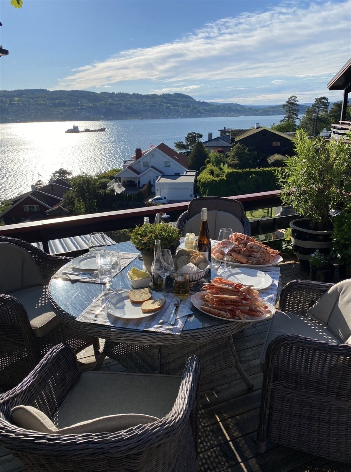 Sommerkveld på terrassen. (Privat sommerbilde.) Galleribilde