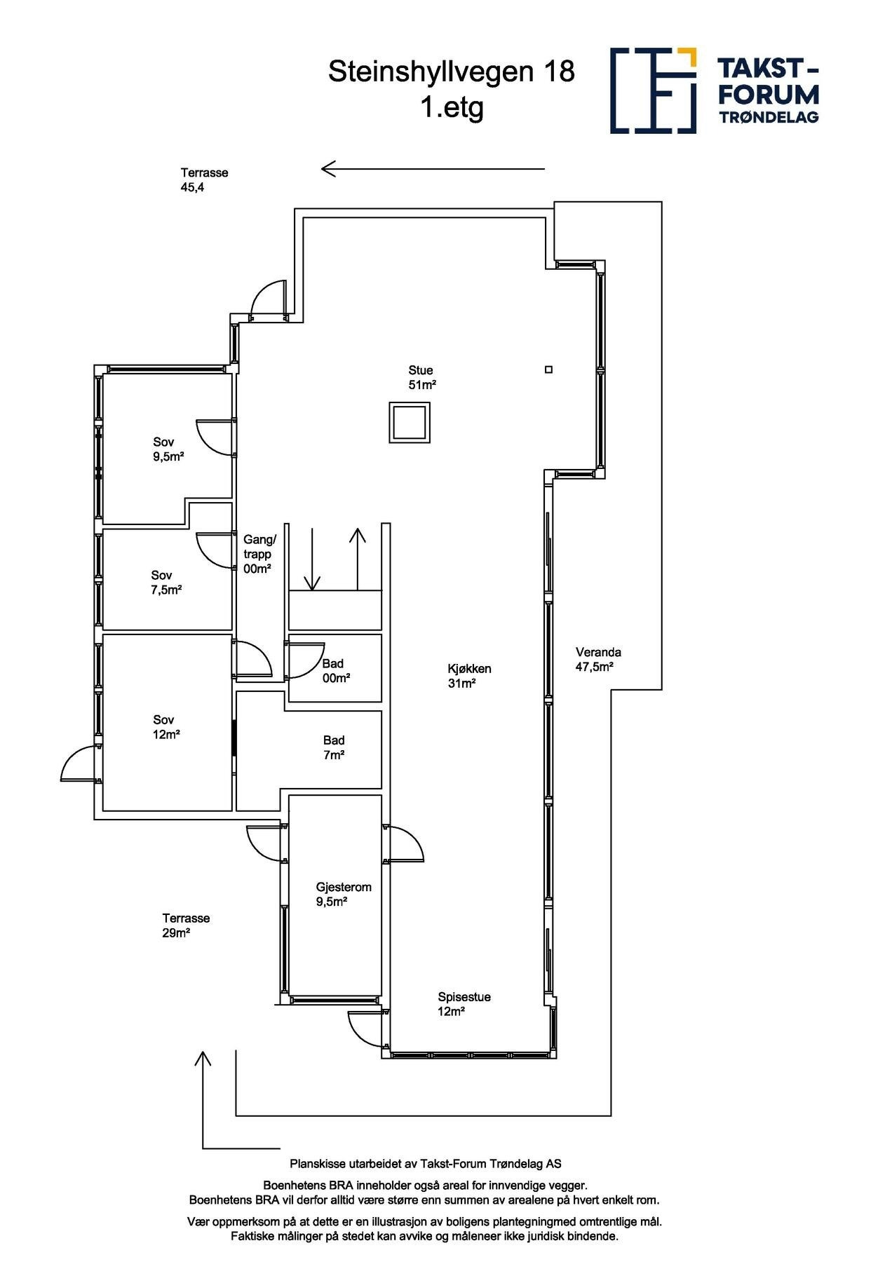 Planskisse 1. etg. Galleribilde