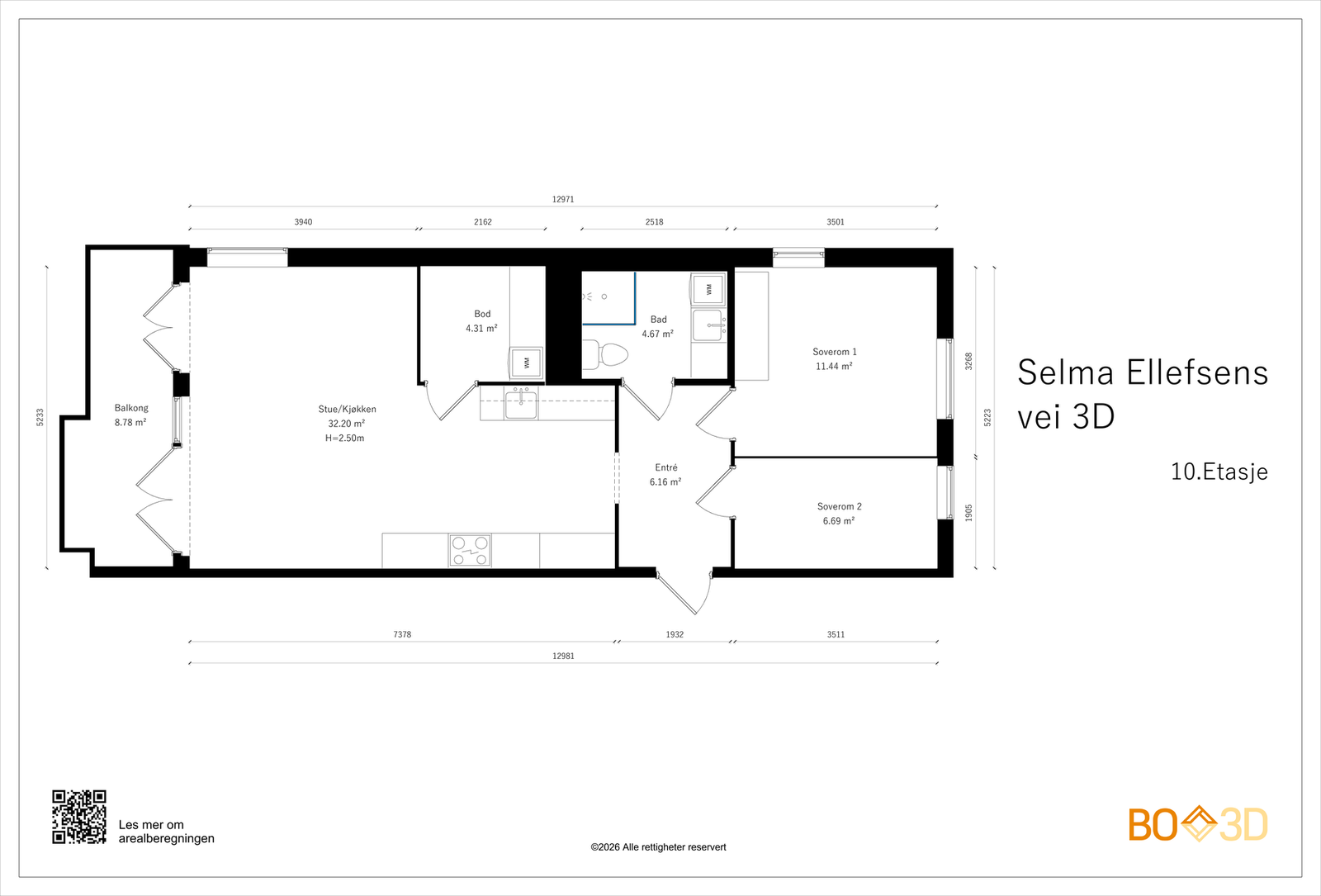 Luftig og god planløsning i 10. etasje Galleribilde