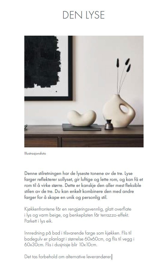 Valgt interiørkonsept: "Den lyse". Galleribilde