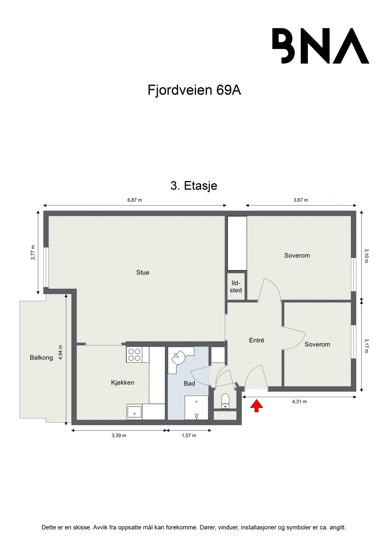 Plantegning - Leiligheten disponerer også to kjellerboder på til sammen ca. 9 kvm Galleribilde