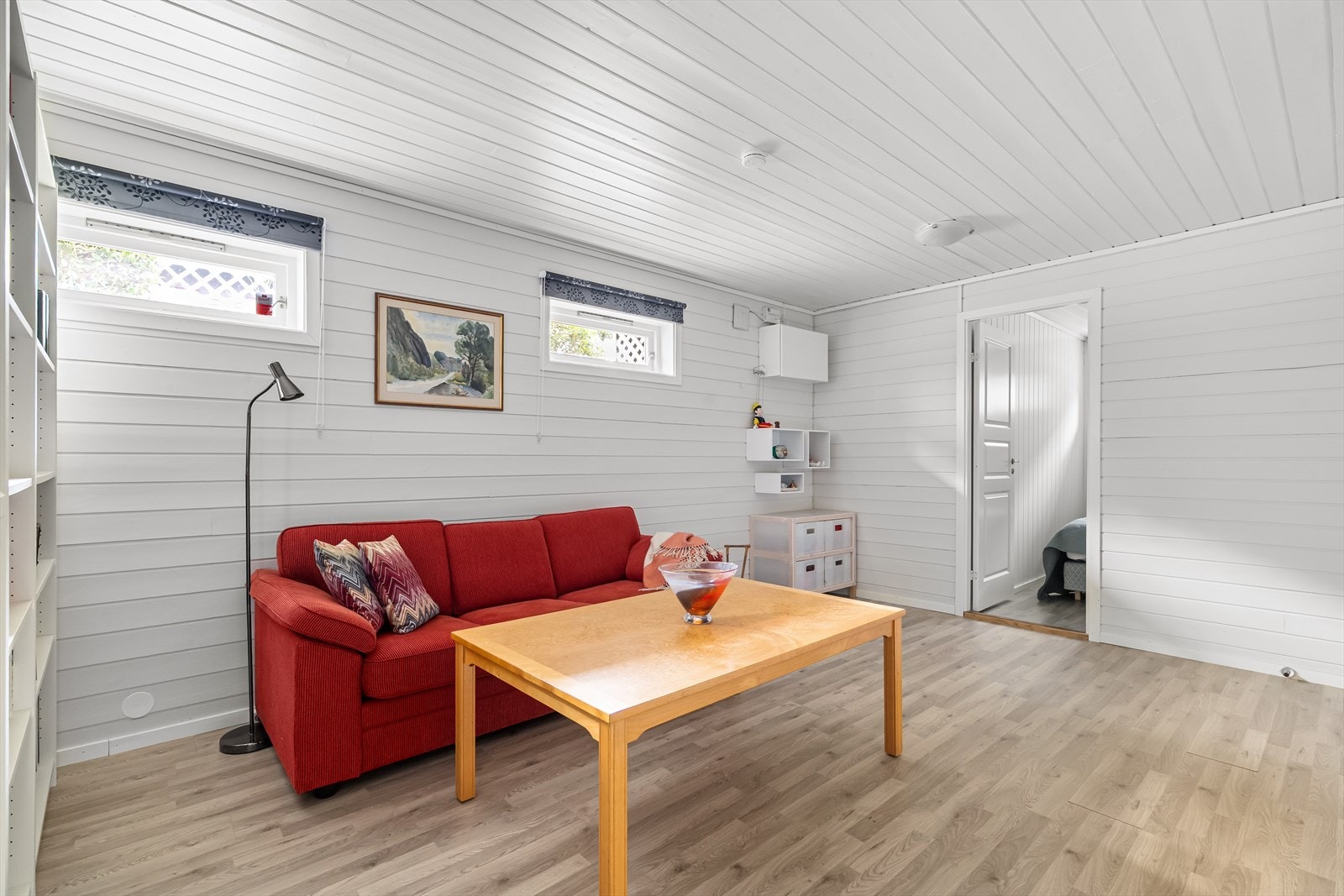 Laminat på gulv. Galleribilde