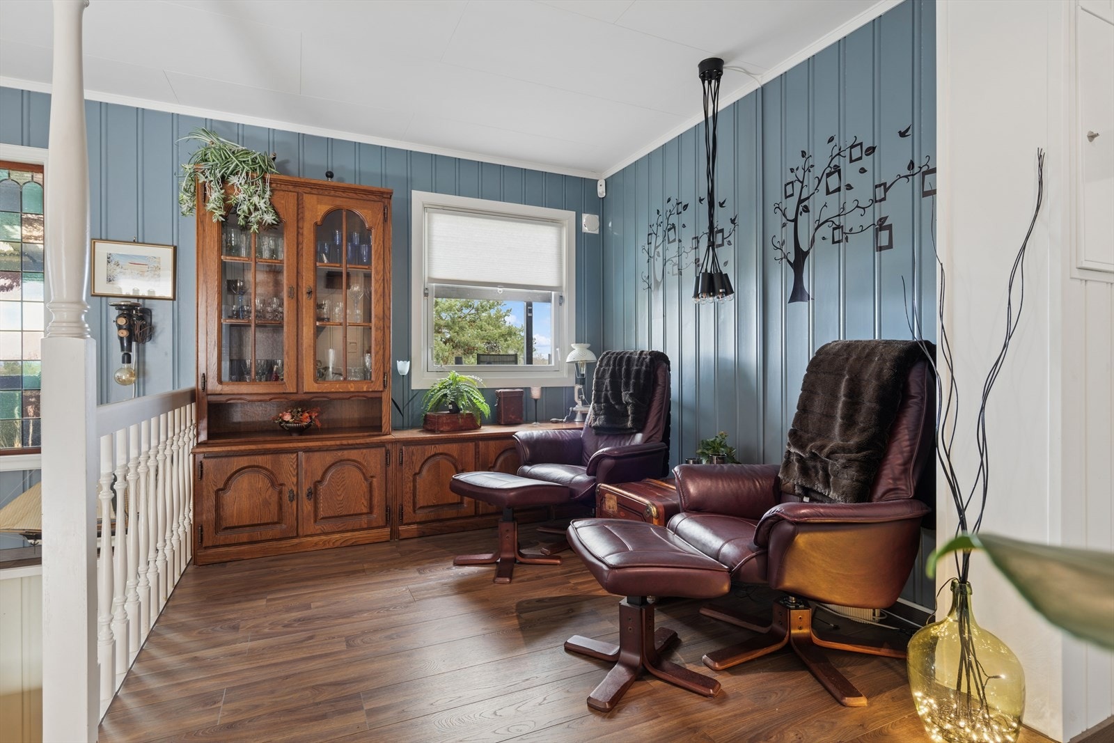 Denne delen av stuen er opprinnelig tegnet inn som soverom, og kan enkelt tilbakeføres ved ønske og behov. Galleribilde