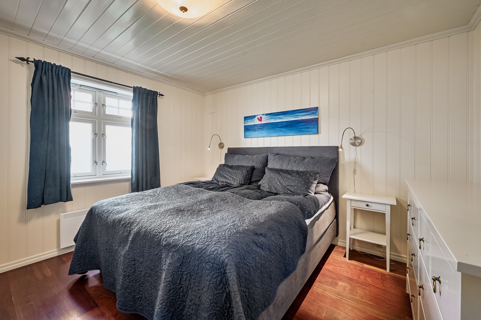 Soverommet har god plass til dobbeltseng og annen soveromsmøblement. Galleribilde