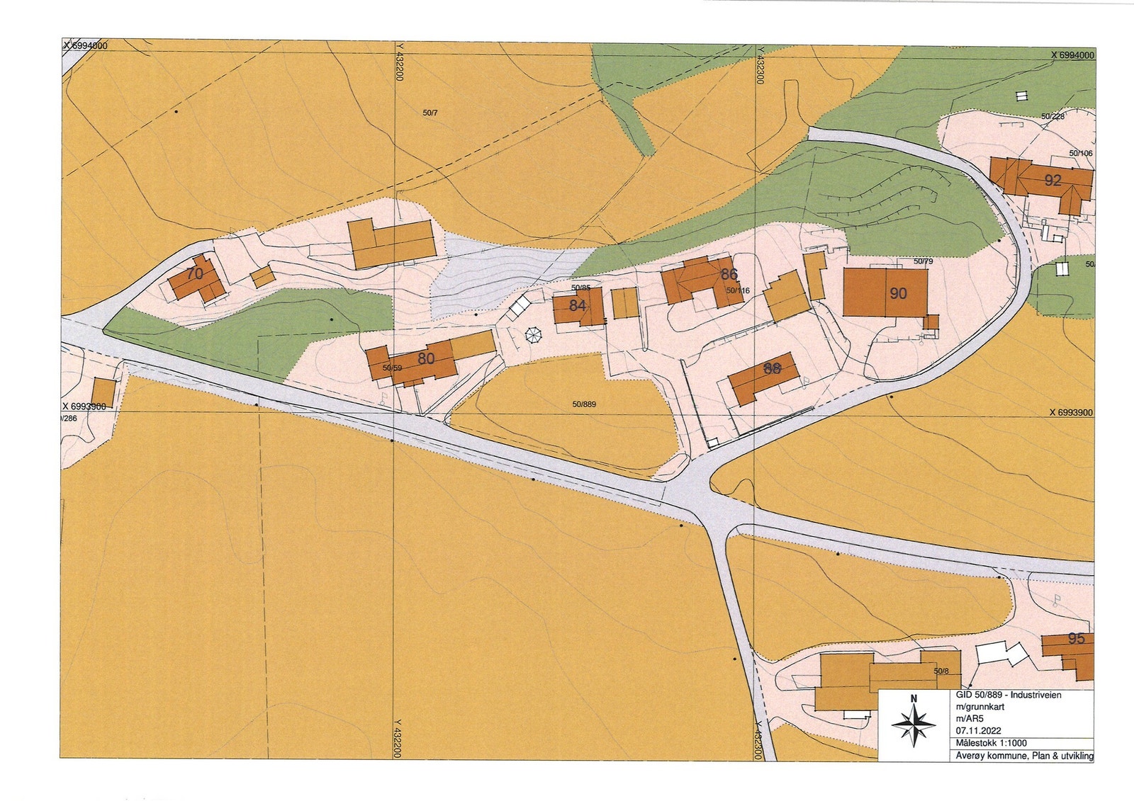 Kart over eiendommen (gnr 50 bnr 889) Galleribilde