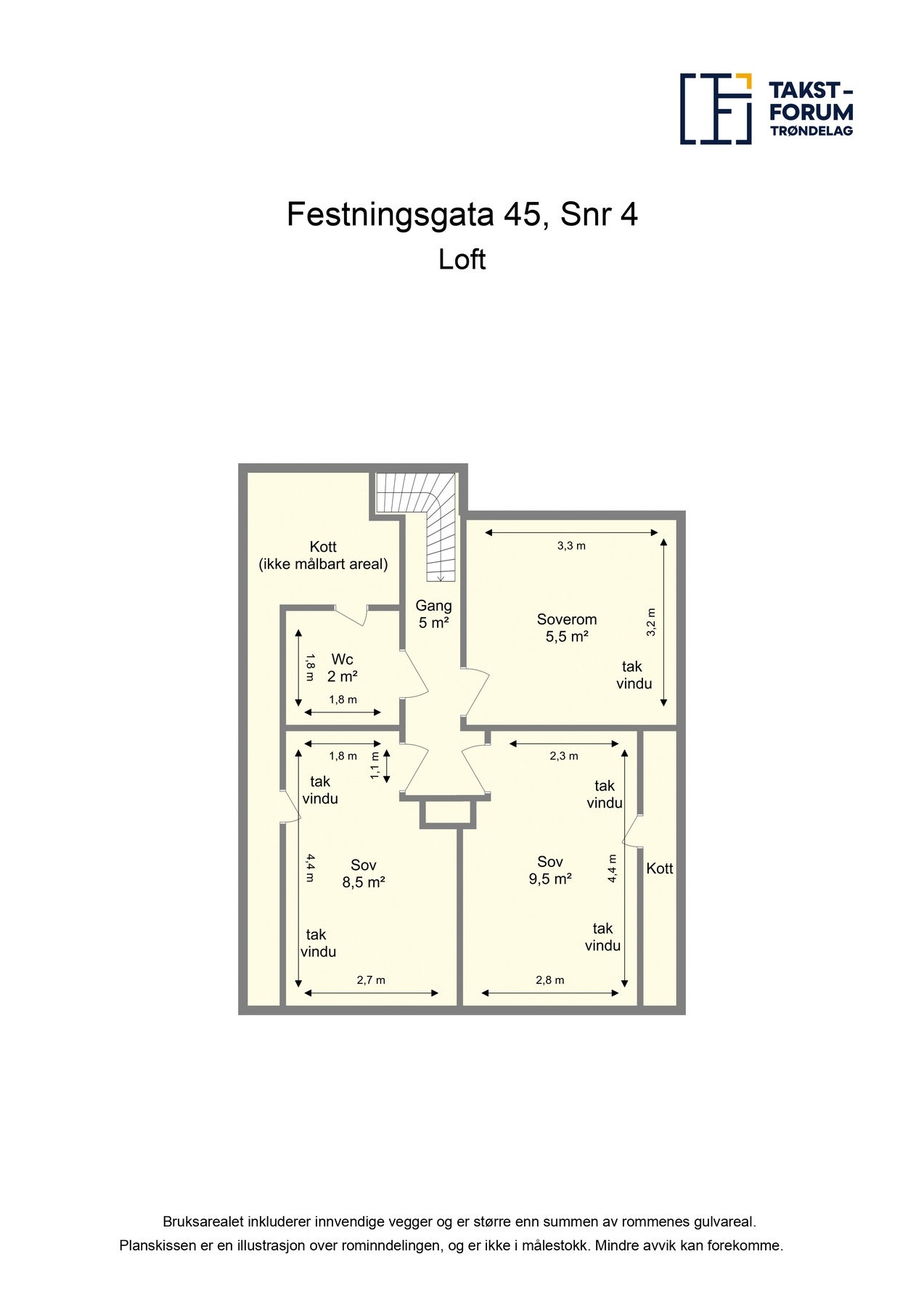 Planskisse loftsetasje. Galleribilde