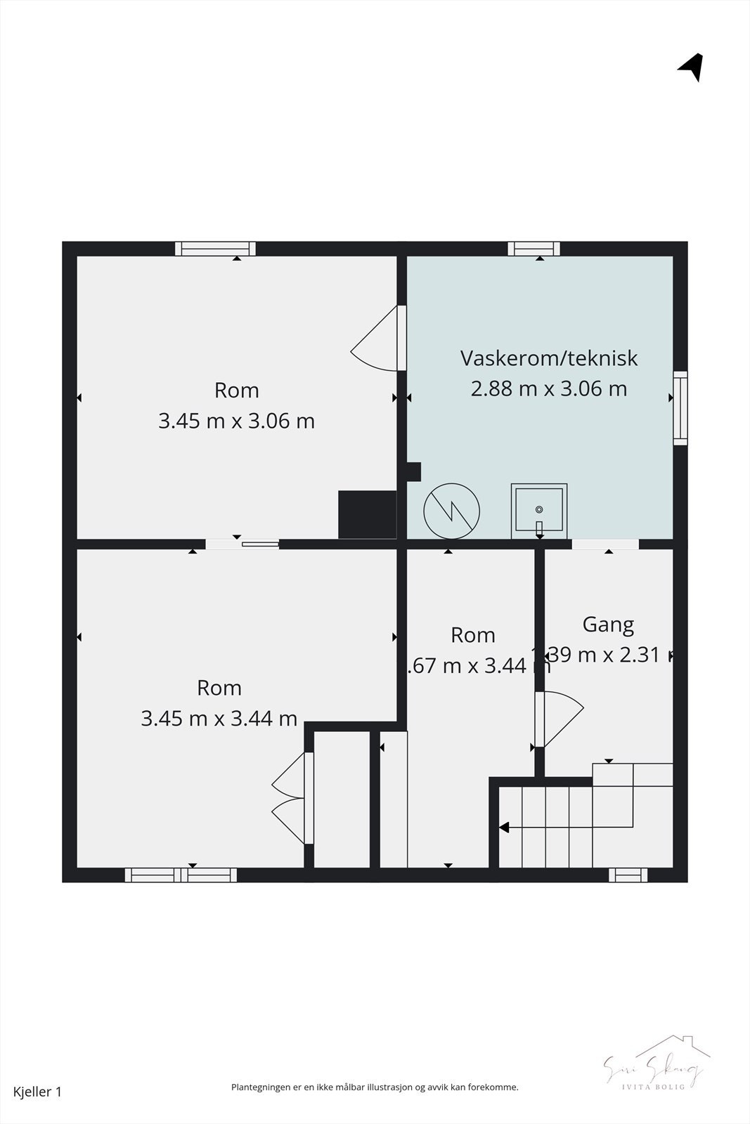 Plantegning i 2D av u.etg. Galleribilde