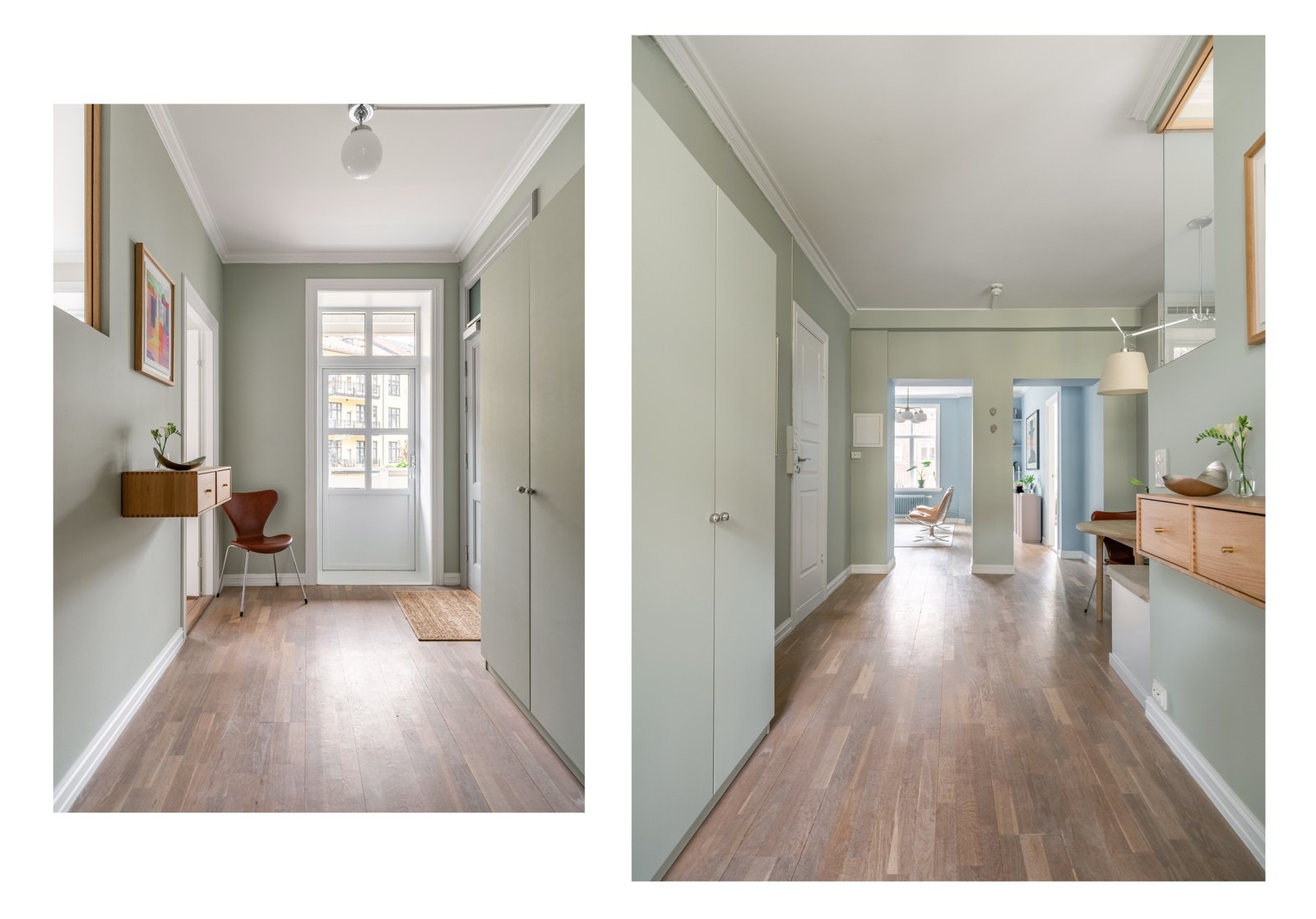Entreen er svært innbydende og gir et godt førsteinntrykk. Det er godt med plass til oppbevaring i klesskap. Galleribilde