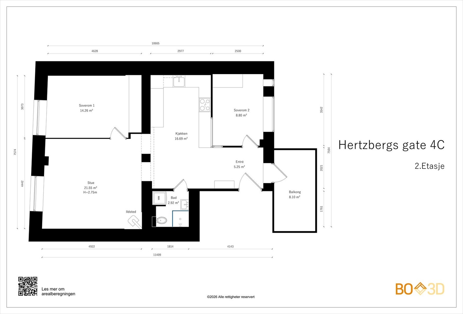 Før vi blar videre tar vi en titt på boligens planskisse. I tillegg til innvendig areal, disponerer boligen to kjellerboder på totalt 17 kvm. Galleribilde