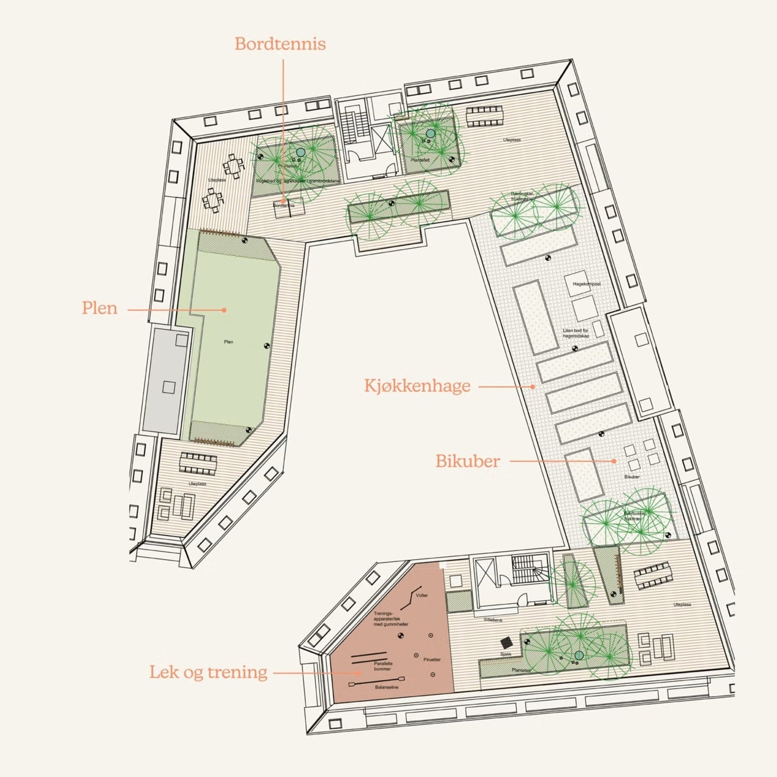 Plantegning for takterrasse. Galleribilde