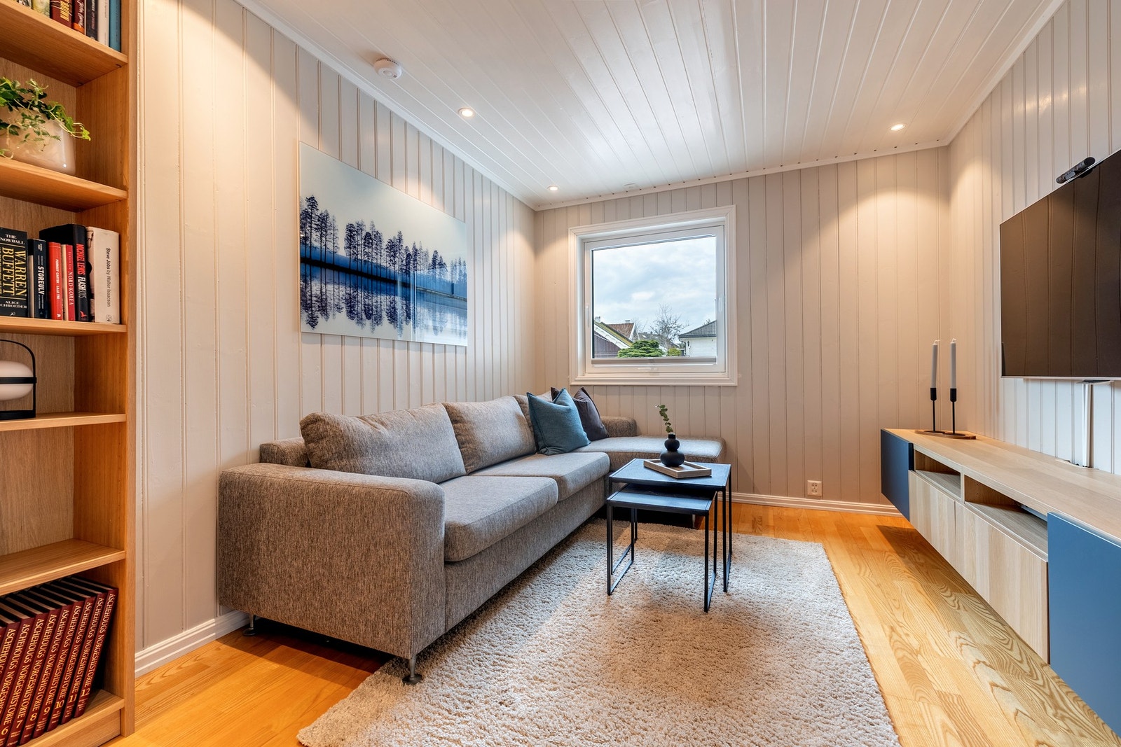 Det er god plass til sofagruppe, TV-anlegg og diverse møblering, perfekt for filmkvelder, underholdning eller hjemmekontor. Galleribilde