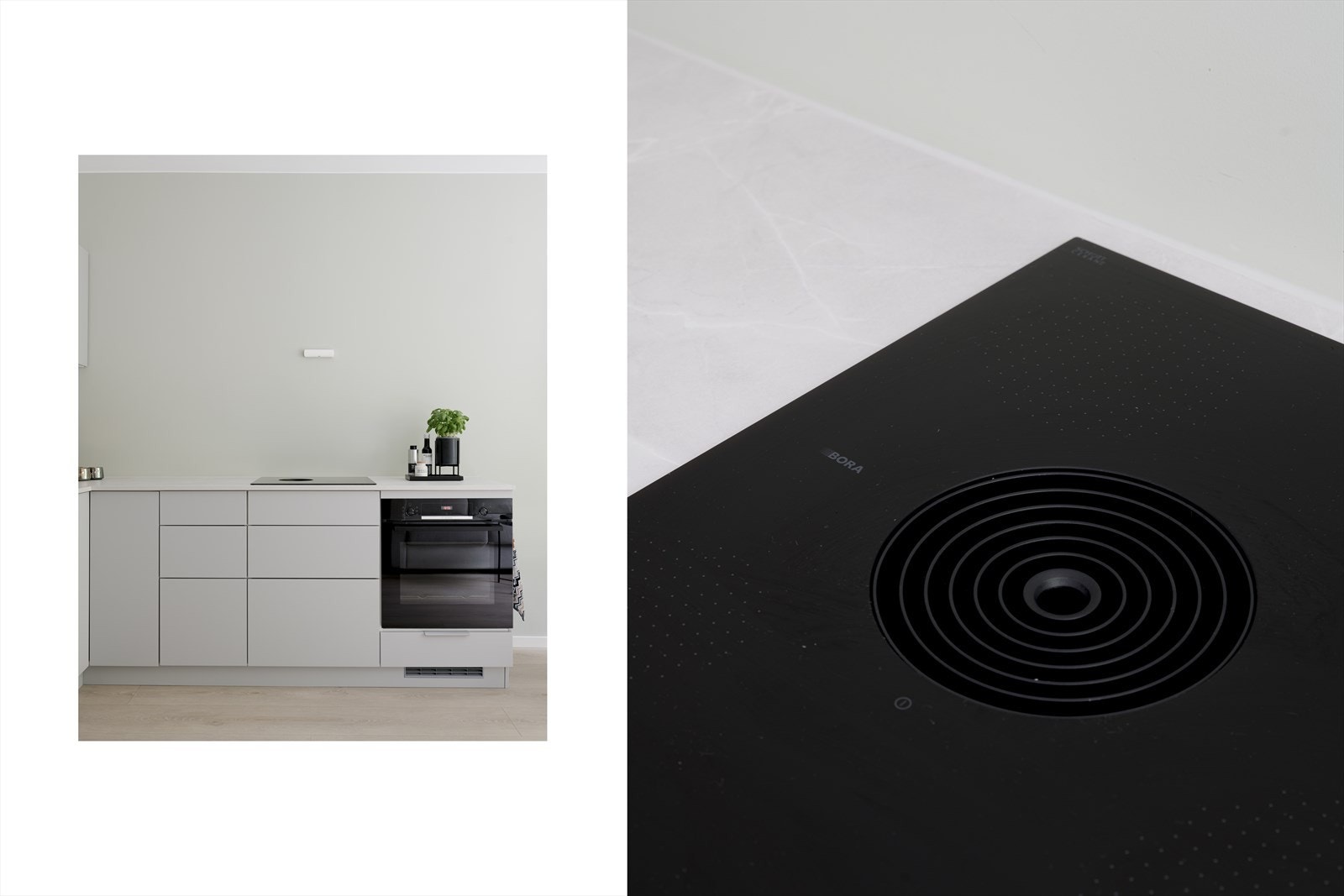 Nedfelt platetopp fra BORA med integrert vifte for et stilrent uttrykk. Galleribilde
