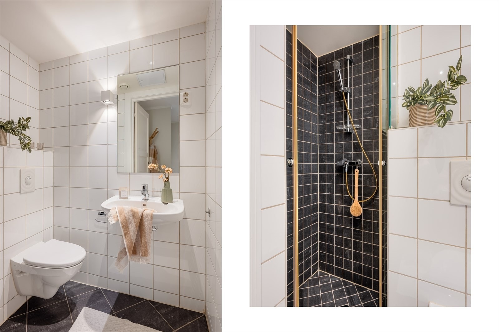 Det øvrige baderommet har du liten dusjnisje med glassdør Galleribilde