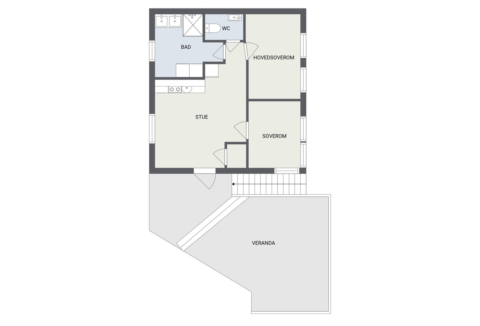 Plantegning utleiedel/gjestedel 2. Galleribilde