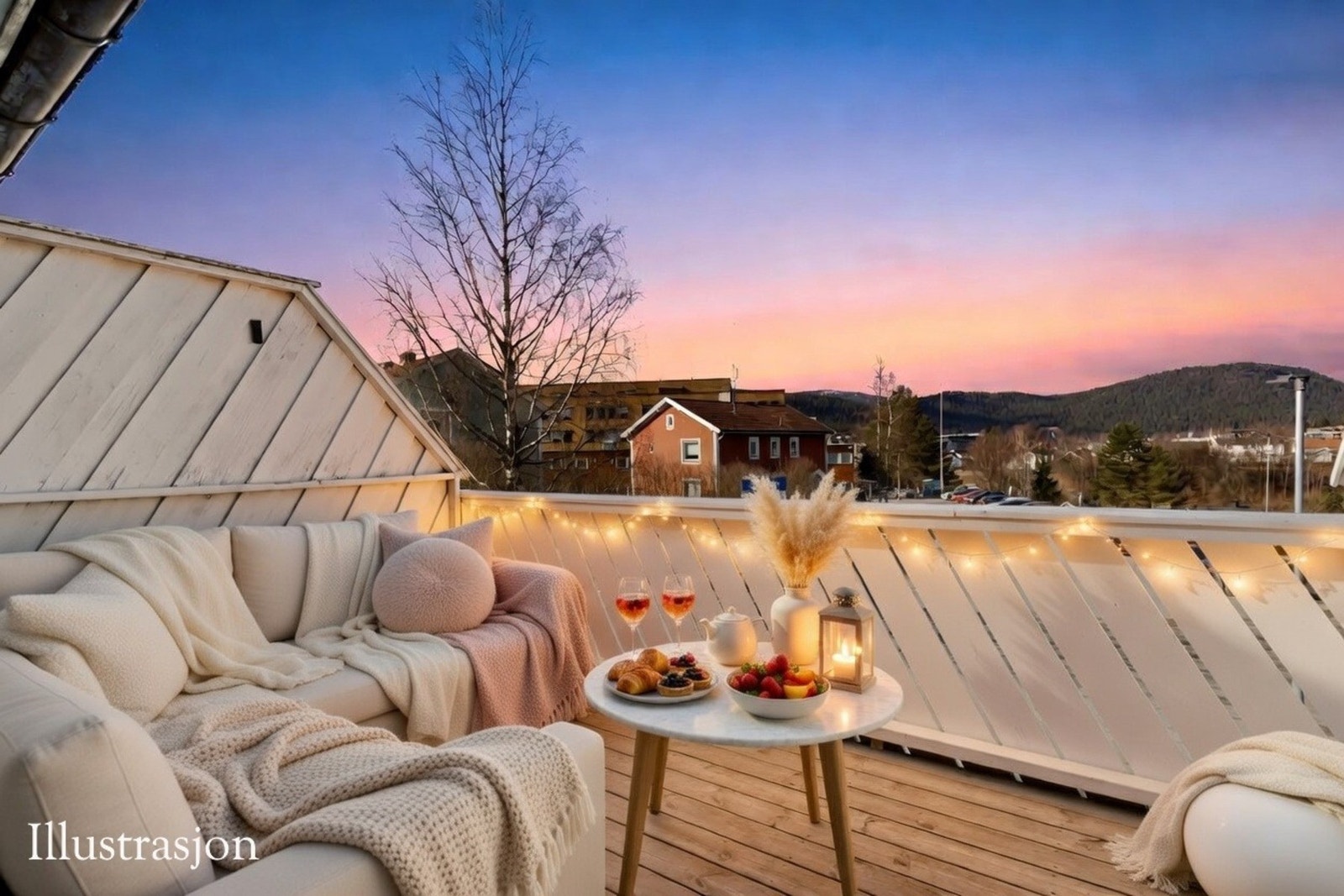 Solrik terrasse med lite innsyn Galleribilde