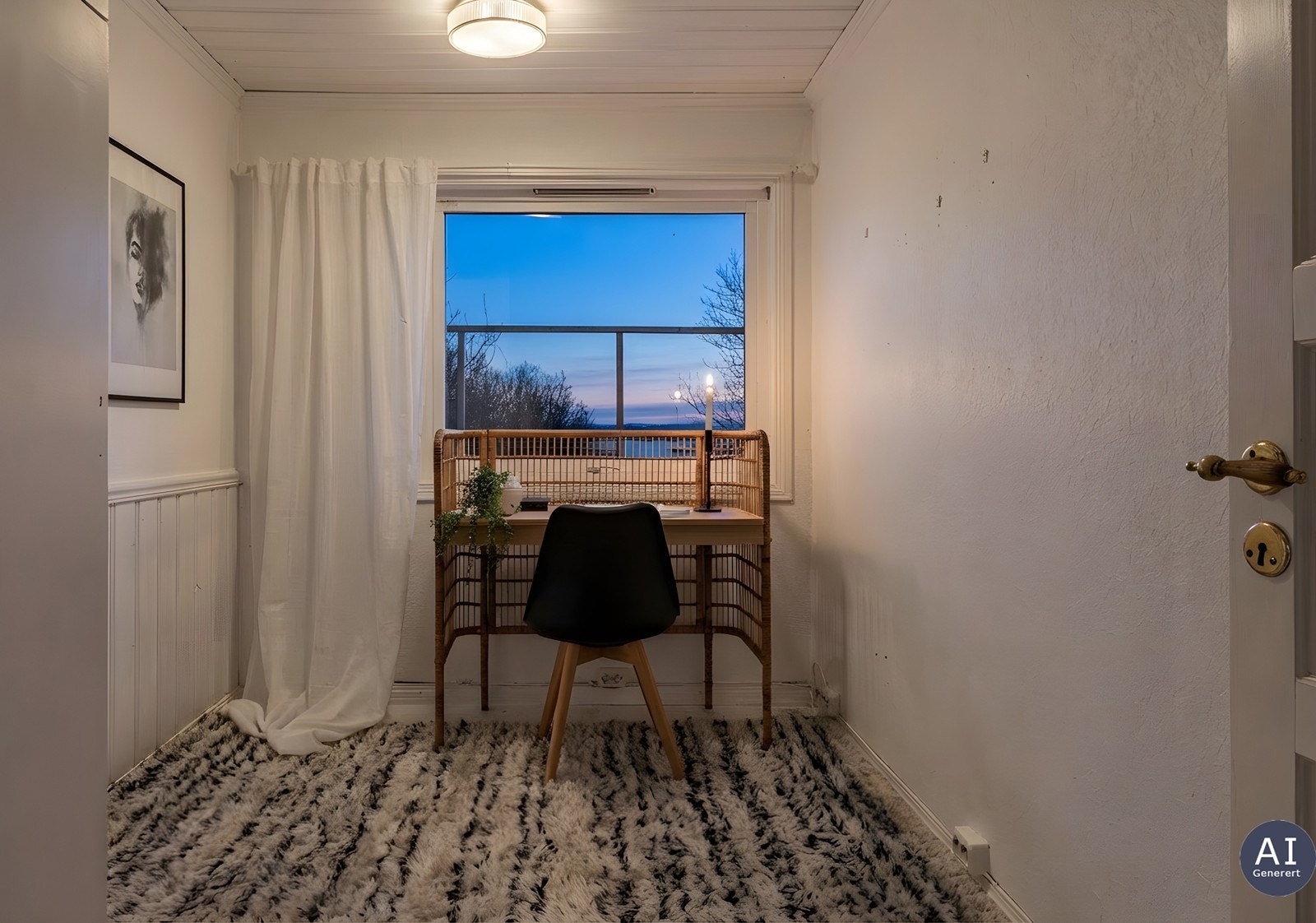 Soverom benyttet som hjemmekontor med utsikt Galleribilde