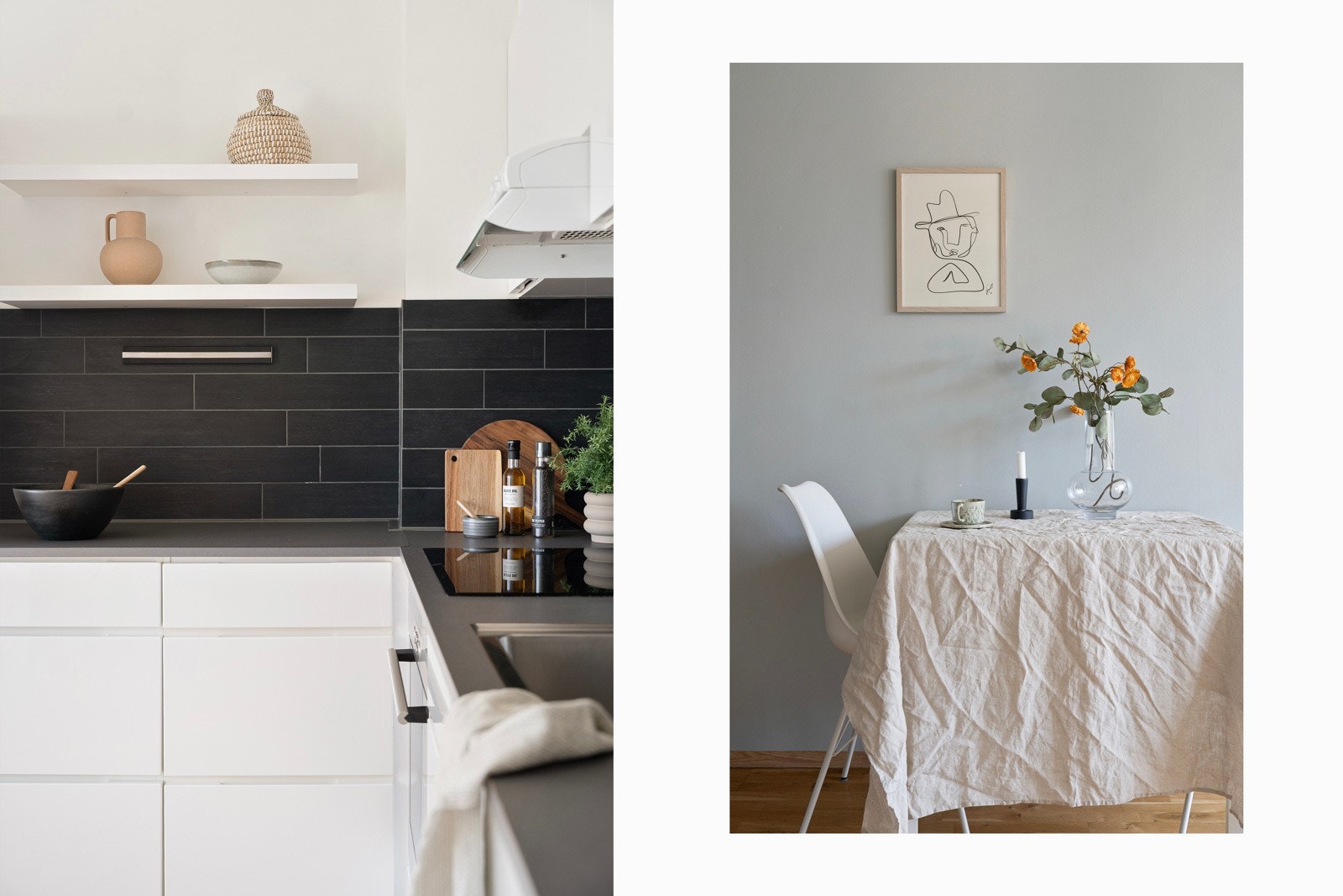 I tilknytning til kjøkkenet finner spisestua sin naturlige plassering.