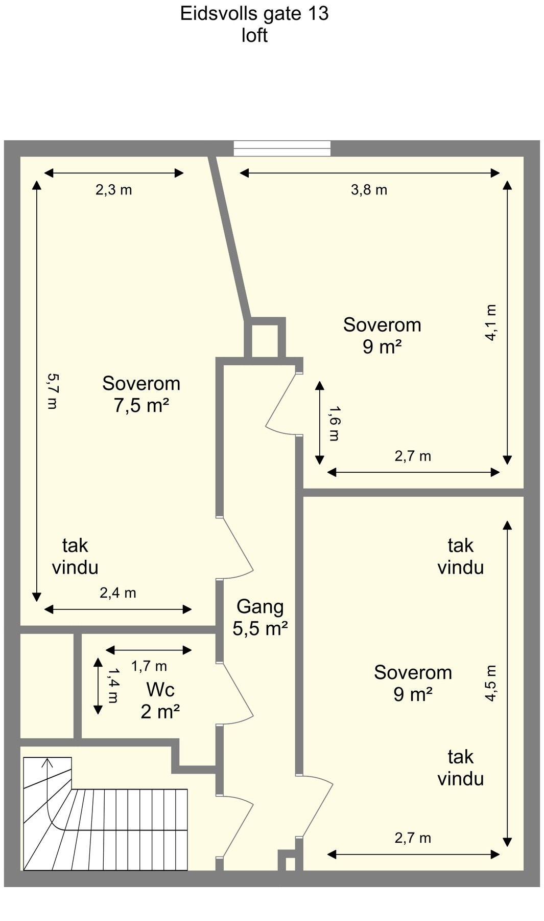 Planskisse loft. Galleribilde
